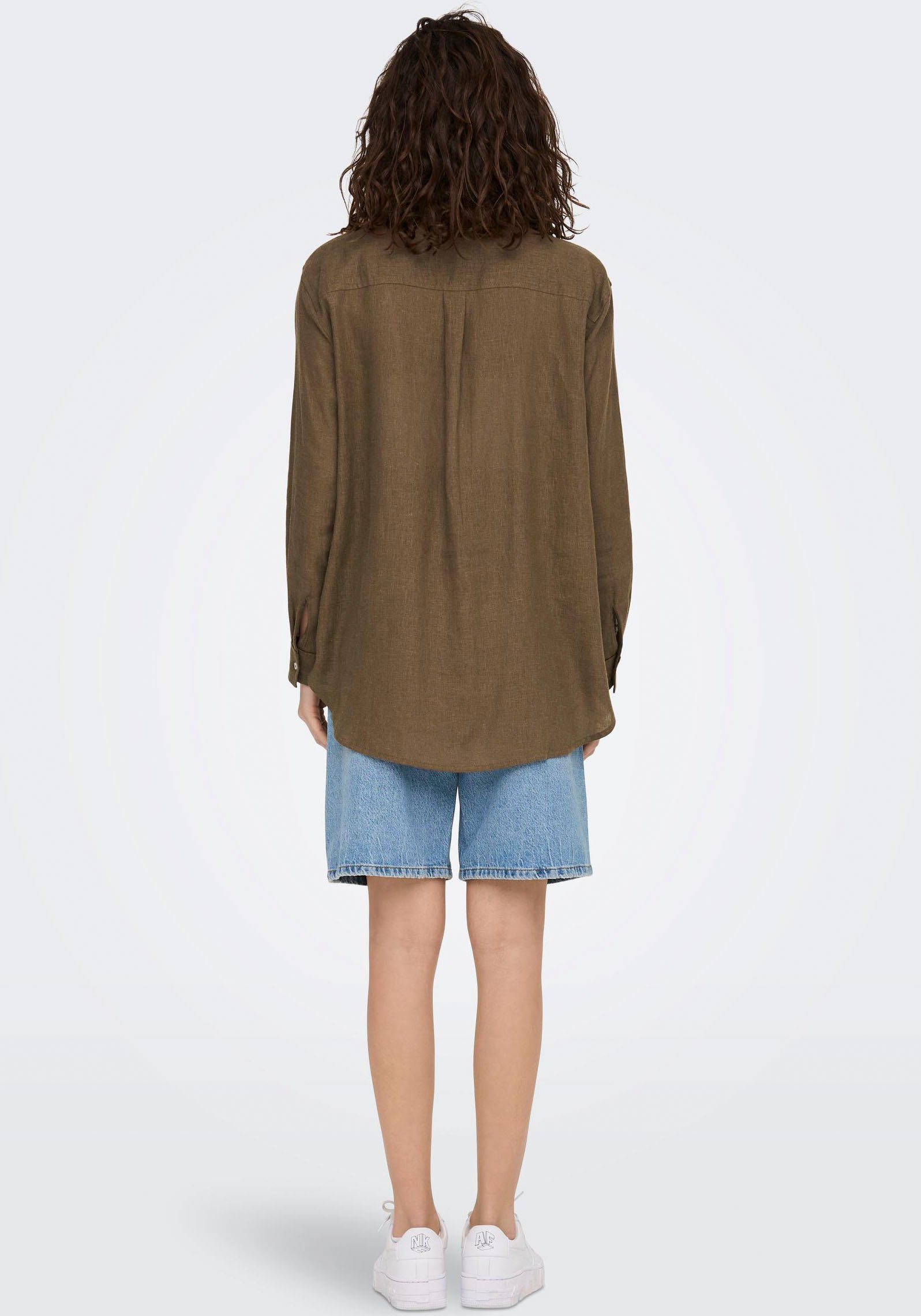 Only Lange blouse ONLTOKYO L/S LINEN BLEND SHIRT