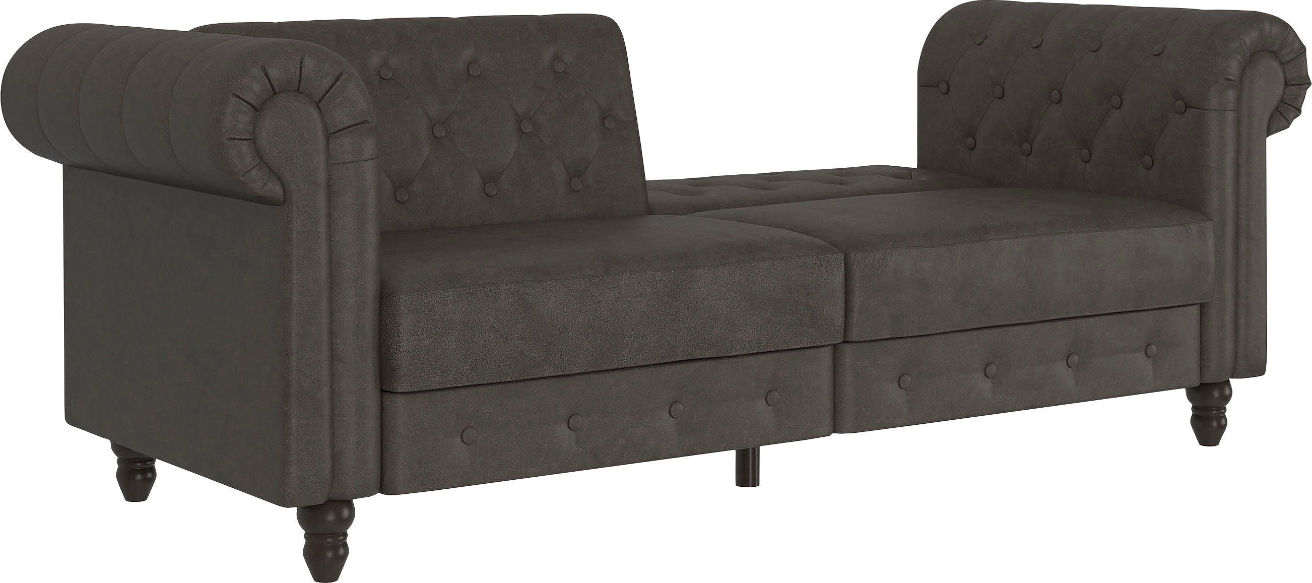 Dorel Home 3-zitsbank Felix, slaapbank 236 cm(ligoppervlak 108 x 190 cm), rugleuning 3-voudig verstelbaar, velours, kunstleer, luxe vintage microvezel