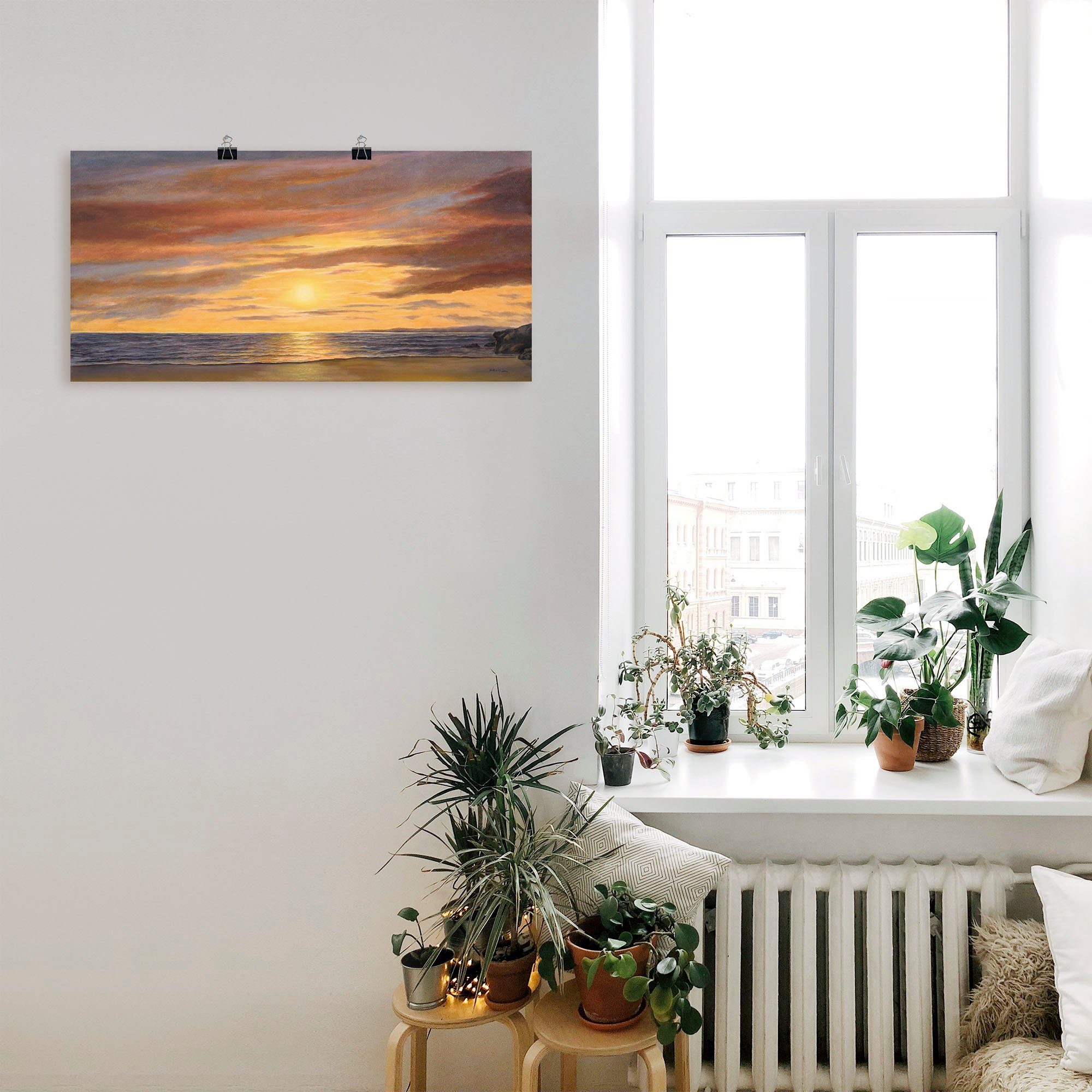 Artland Artprint Zon aan het strand als artprint van aluminium, artprint voor buiten, artprint op linnen, poster, muursticker