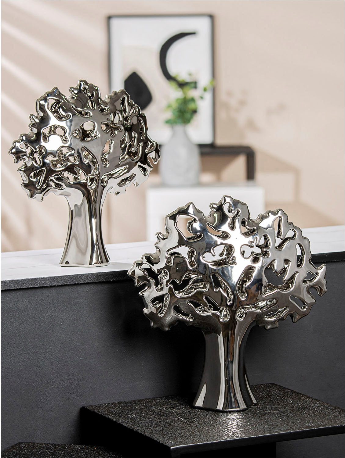 GILDE Decoratief object Decoratieve boom "Alive" (1 stuk) woonkamer zilver(kleur)