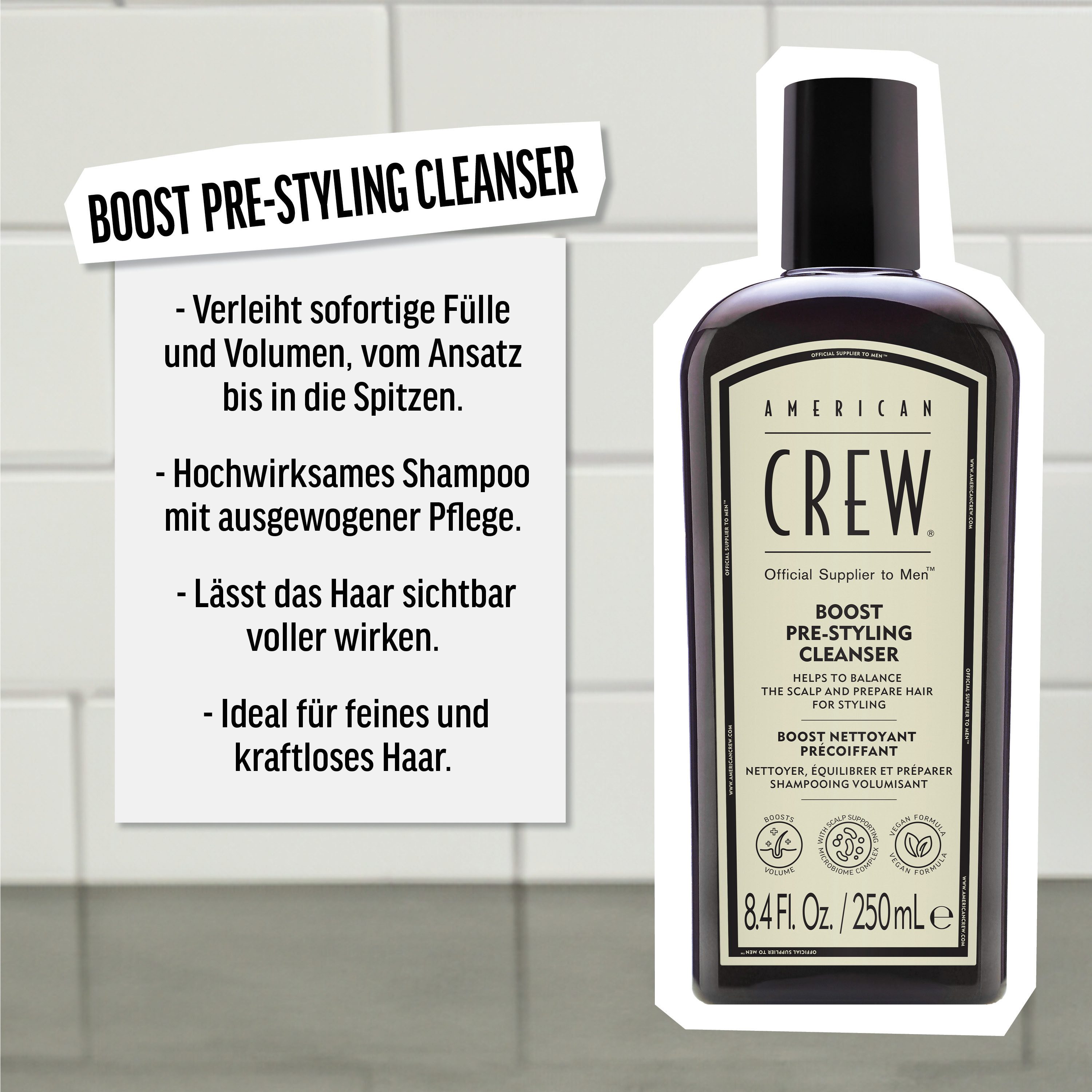 American Crew Haarshampoo Boost Pre-Styling Cleanser Shampoo 250ml (1-delig)