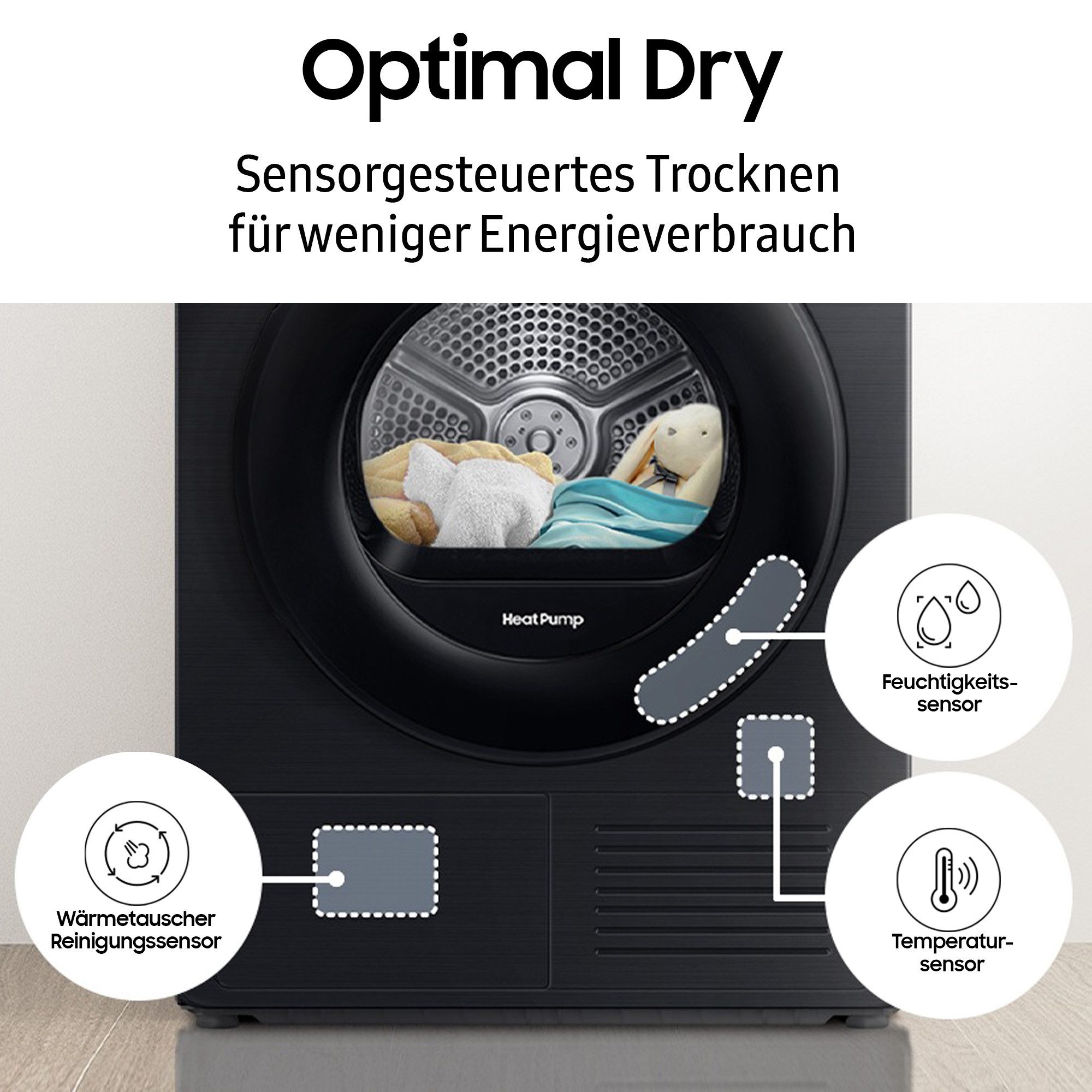 Samsung Warmtepompdroger DV80T6220LX/S2, 8 kg, Kreukbescherming