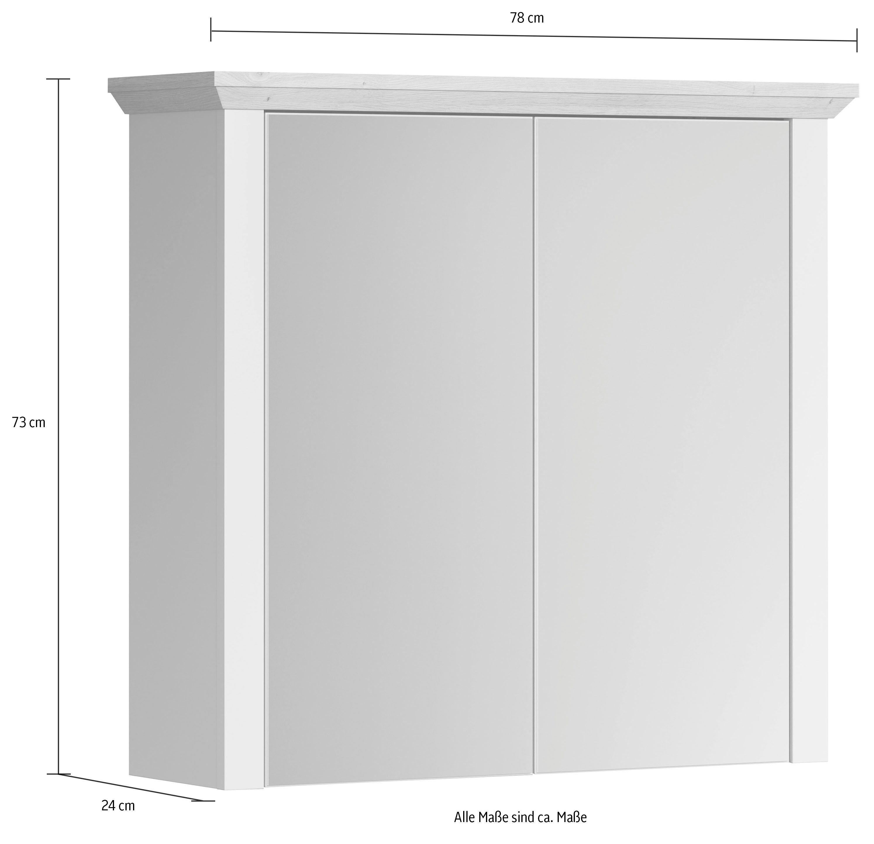 Home affaire Spiegelkast Badkamerskast in landhuisstijl - Afmetingen (B/D/H) 78/24/73 cm