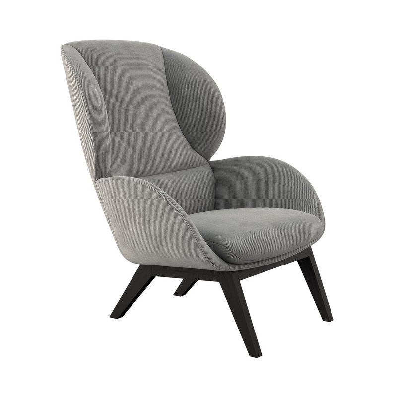 FLEXLUX Oorfauteuil Adria designstoel, loungestoel, Stijl & comfort, organische vorm, zwarte houten voet