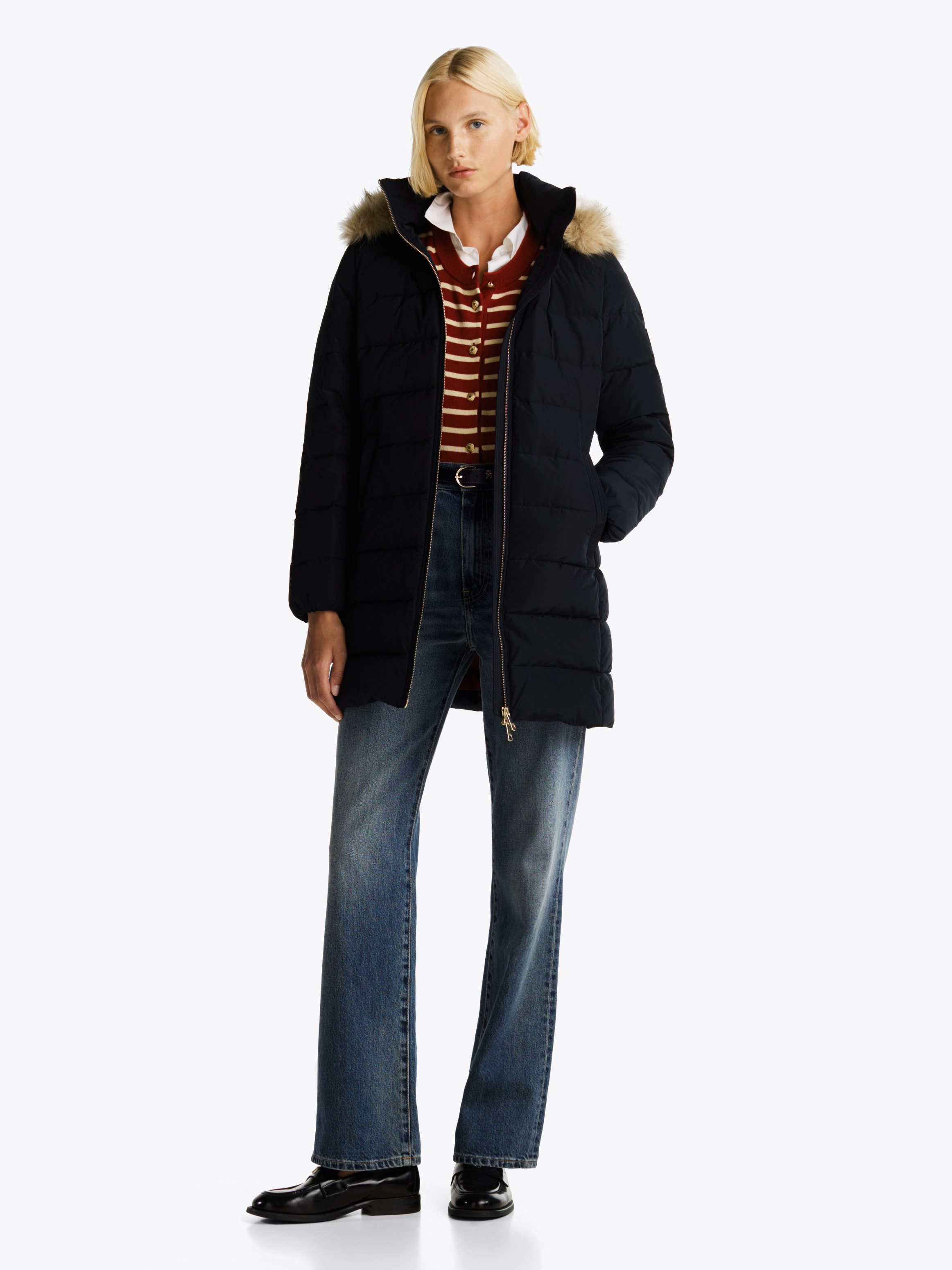 Tommy Hilfiger Gewatteerde jas HERITAGE DOWN TYRA COAT WITH FUR