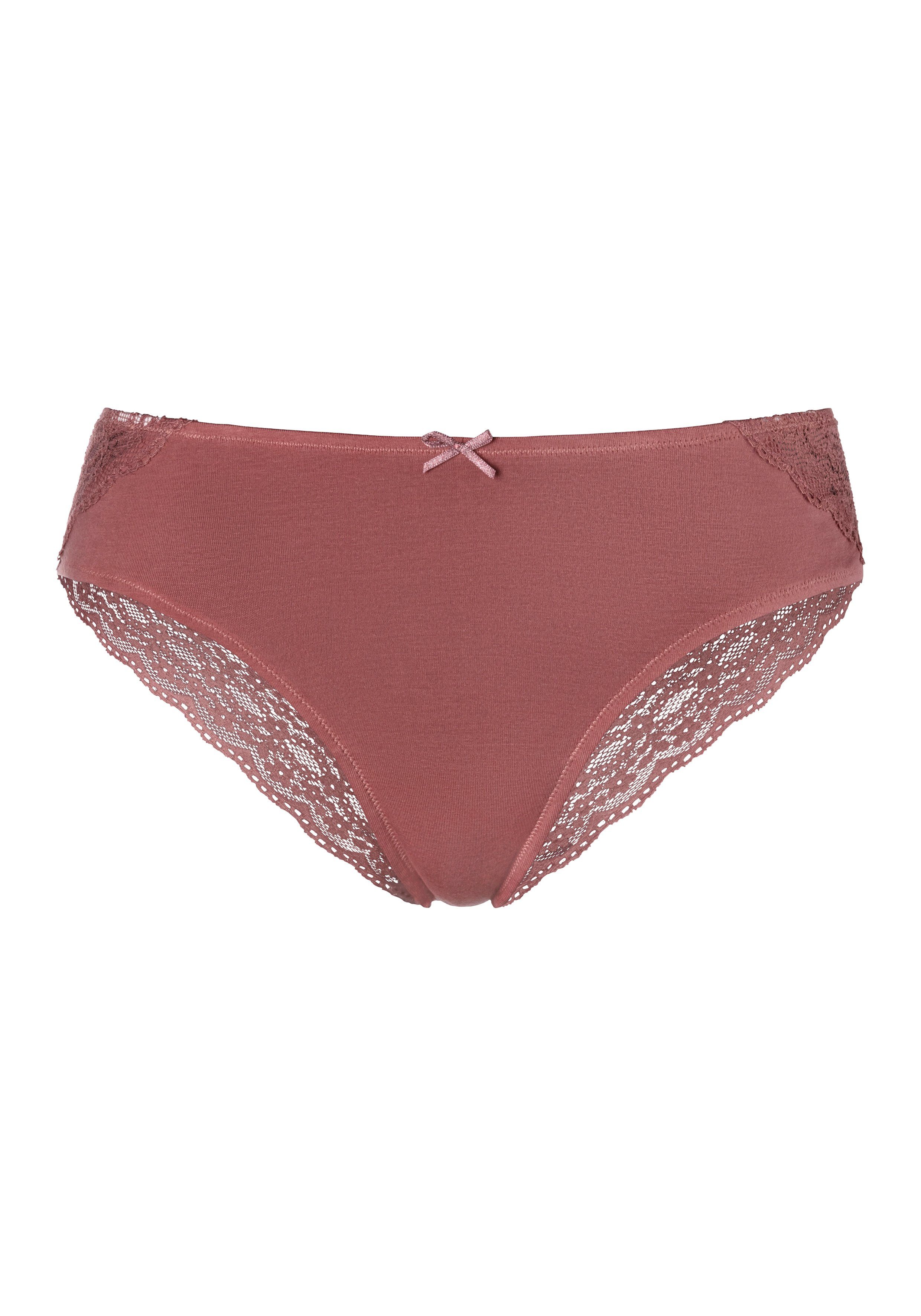 Vivance Brazilian slip van elastische katoen met florale kant (3 stuks)