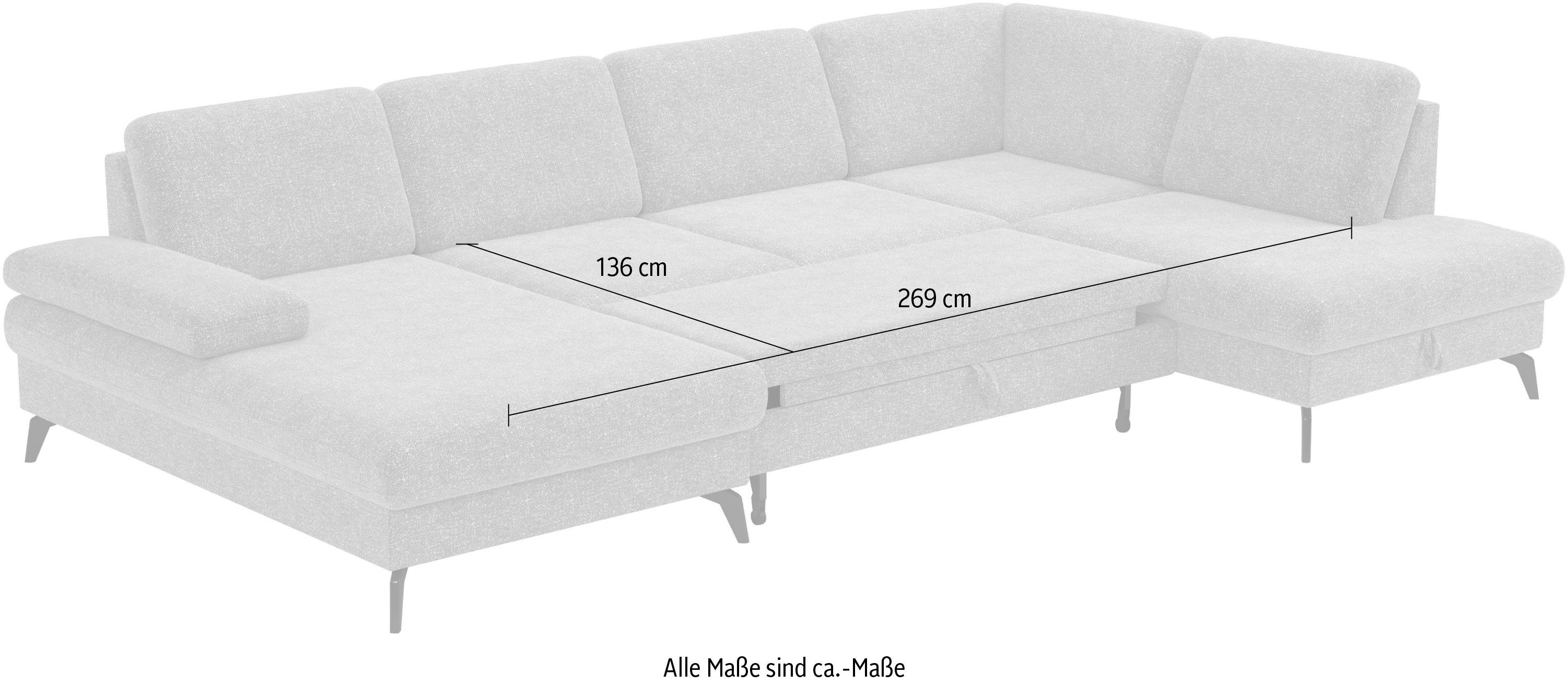 sit&more Zithoek Morris U-vorm, incl. zitdiepteverstelling keuze uit armleuningverstelling, bedfunctie & bedlade