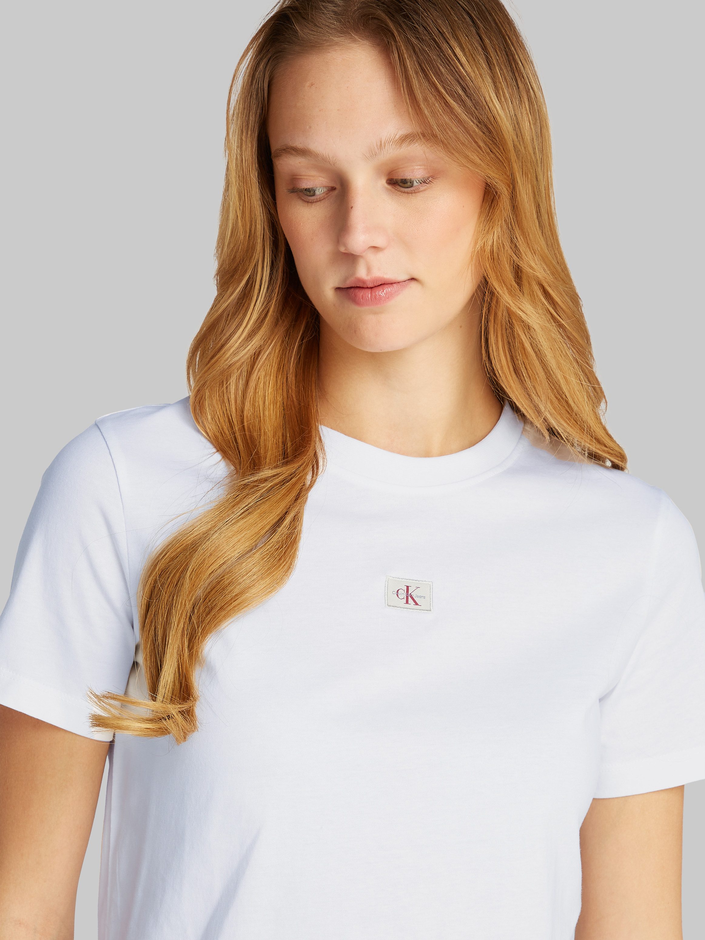 Calvin Klein Shirt met ronde hals WOVEN LABEL REGULAR JERSEY TEE