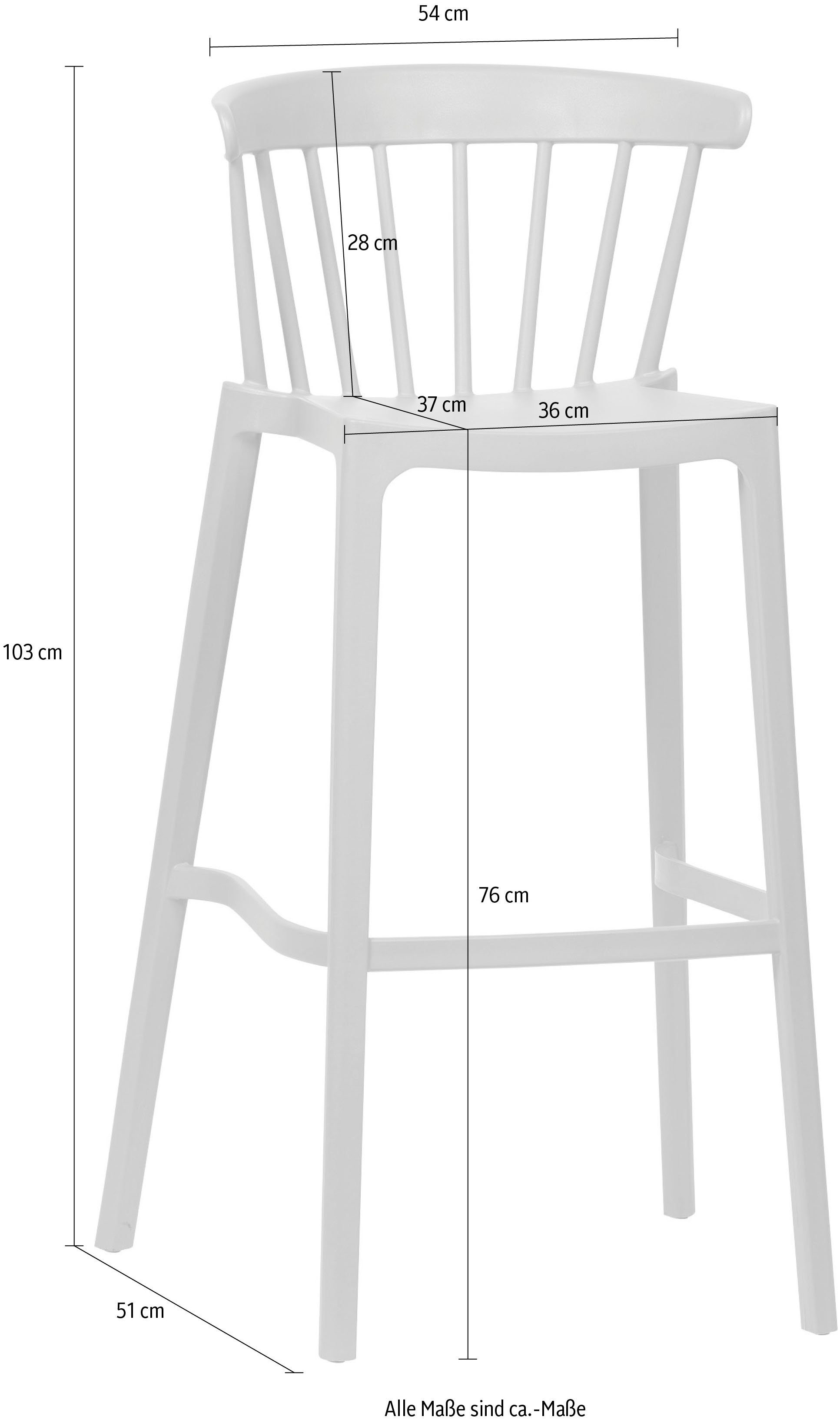 WOOOD Kinderstoel Bliss Geschikt voor binnen- en buitengebruik, H 103 cm x B 54 cm (2 stuks)