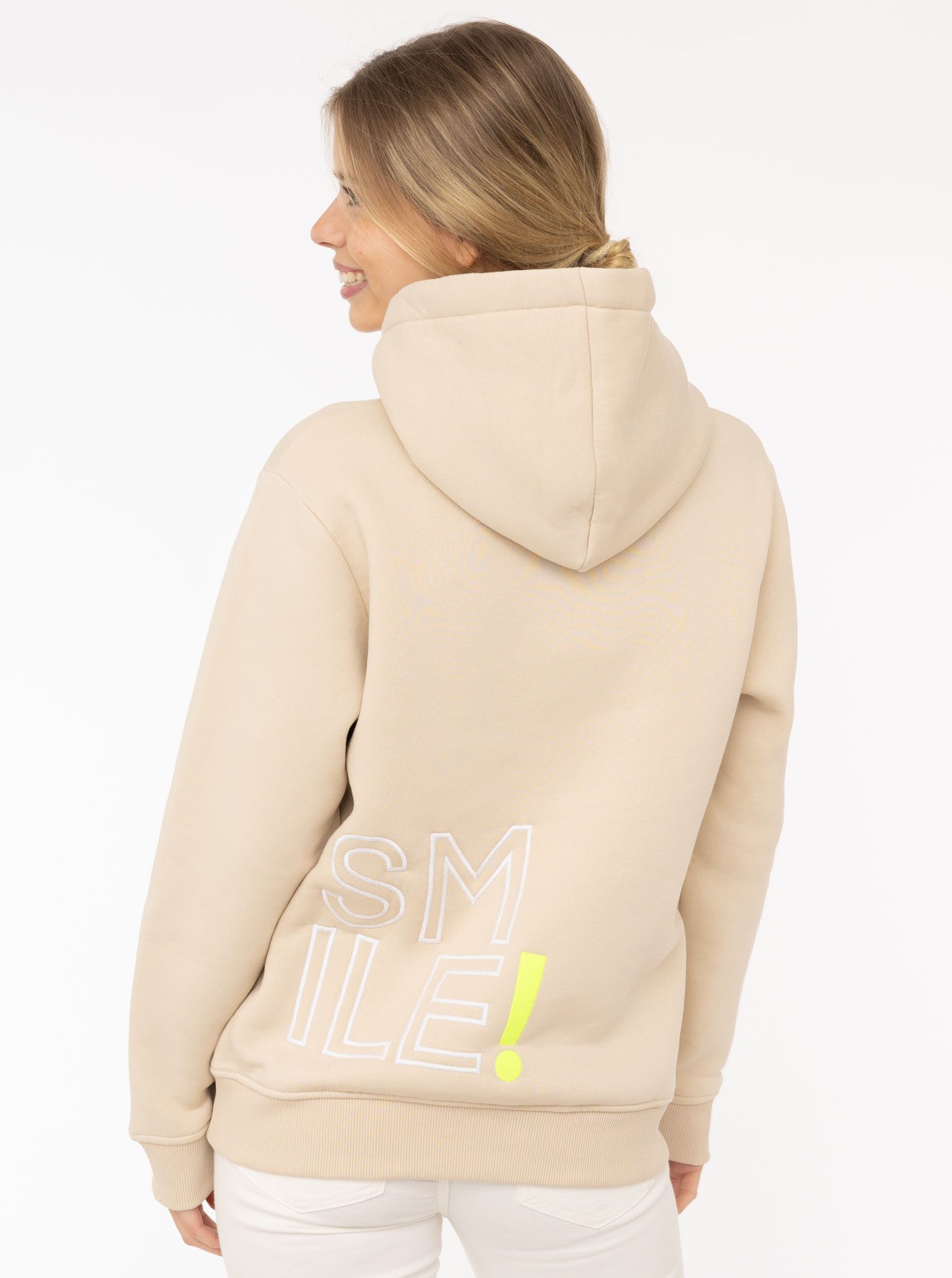 Zwillingsherz Hoodie "Alissa 2.0" met smile borduurwerk voor en achter