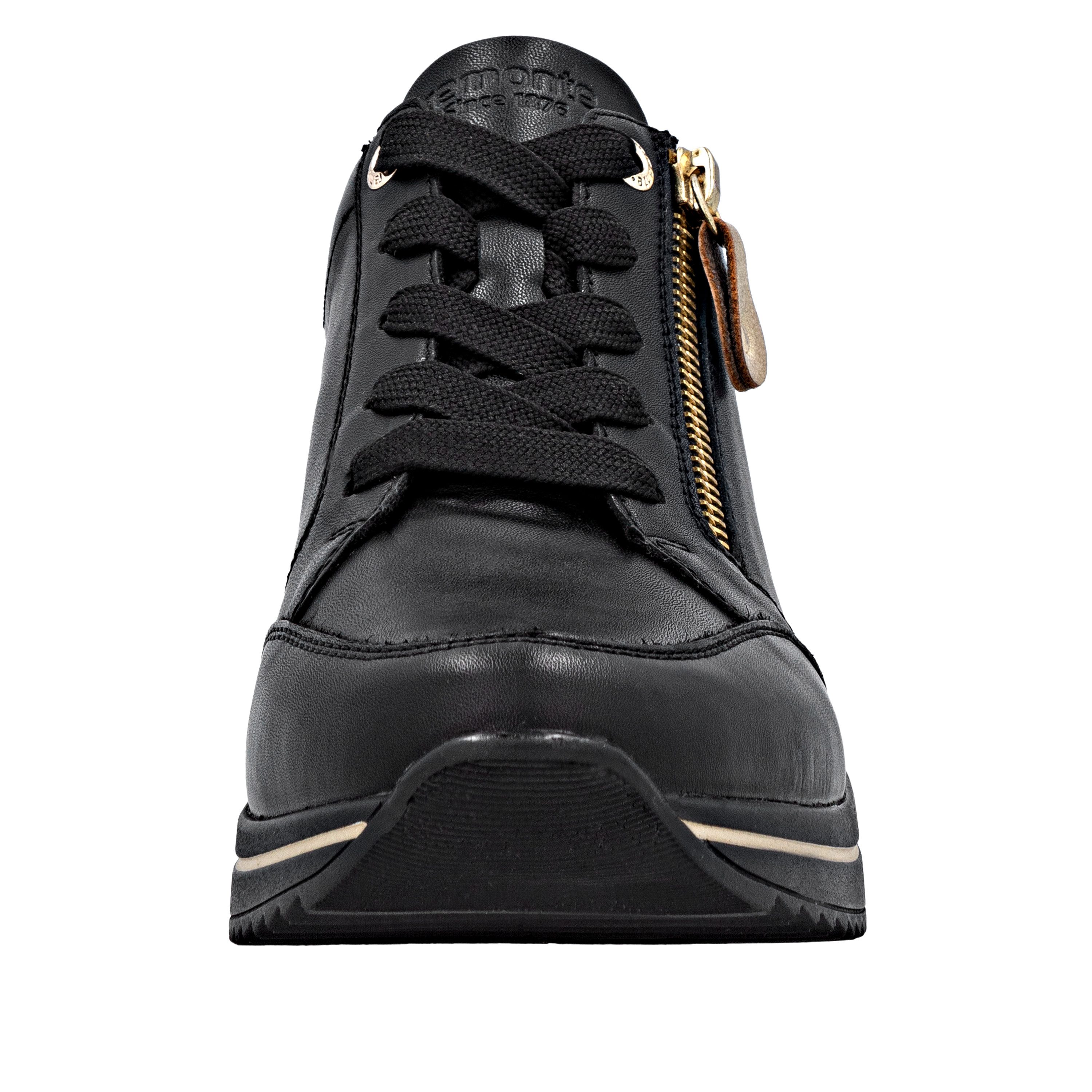 Remonte Sneakers met sleehak , vrijetijdsschoen, lage schoen, veterschoen met goudkleurige logo-hanger