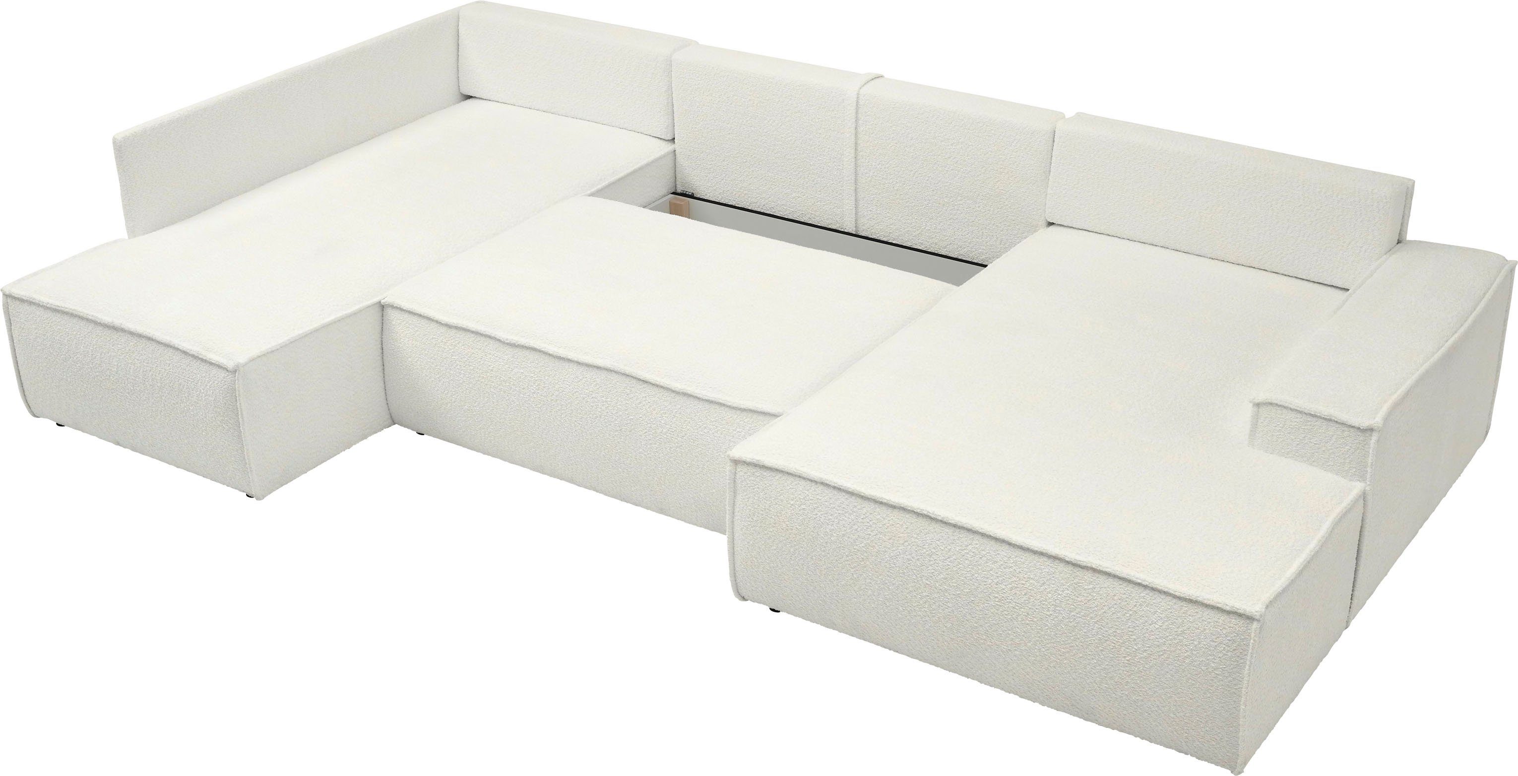 andas Zithoek FINNLEY U-model XXL 329 cm, bedbank, slaapfunctie m. bedkist