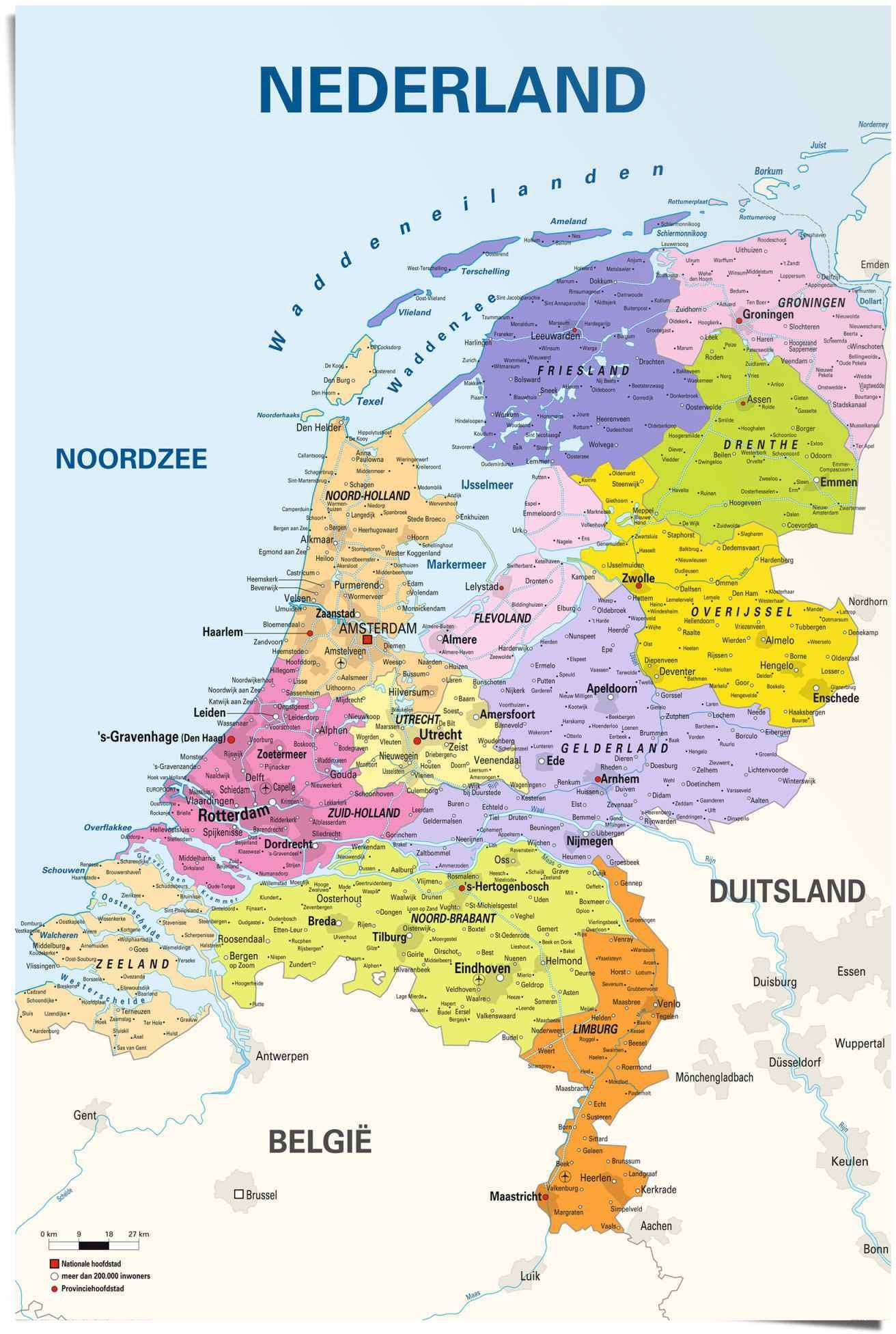 reinders! poster schoolkaart nederland nederlands - nederlandse tekst multicolor