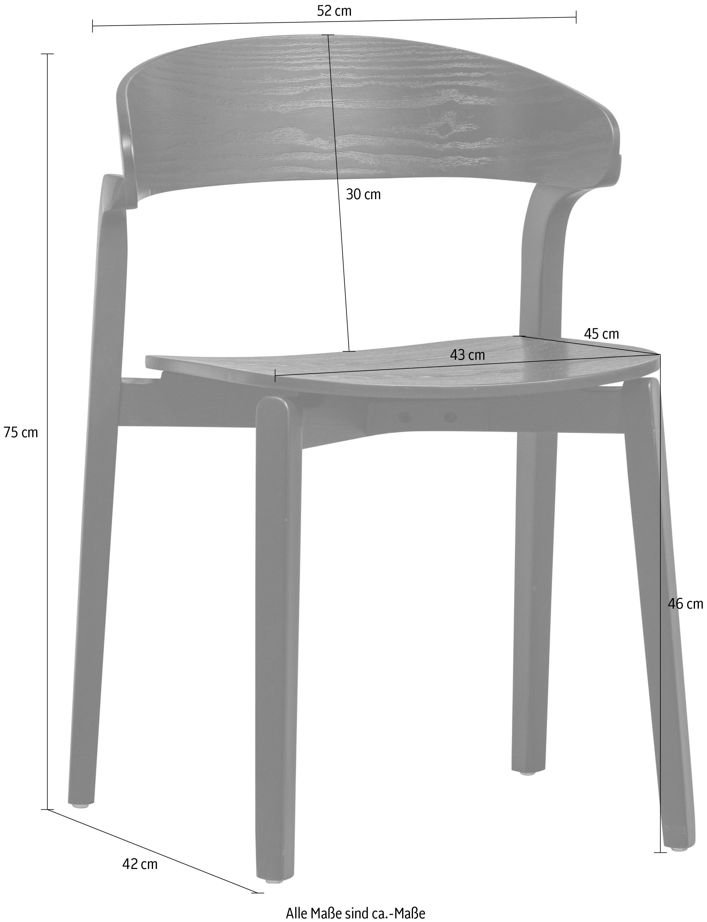 WOOOD Stoel Cras Eetkamerstoel van essenhoutfineer (set, 2 stuks)