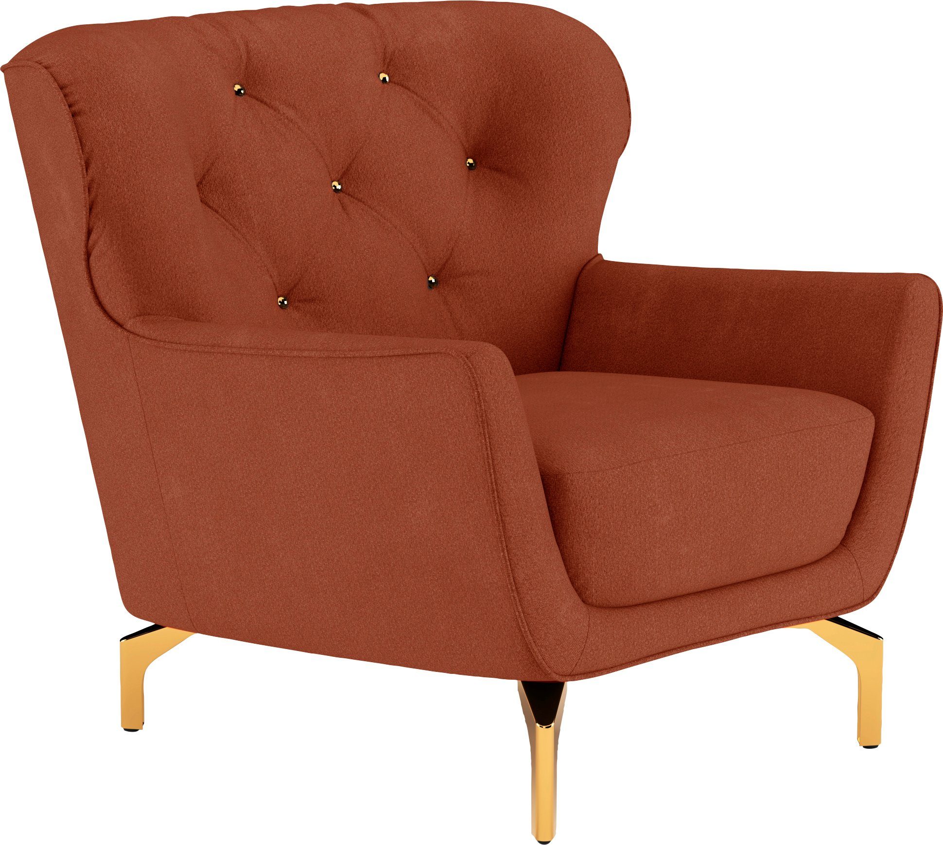 sit&more Fauteuil Orient 3 inclusief 1 sierkussen met strassteentjes, goudkleurige metalen poten