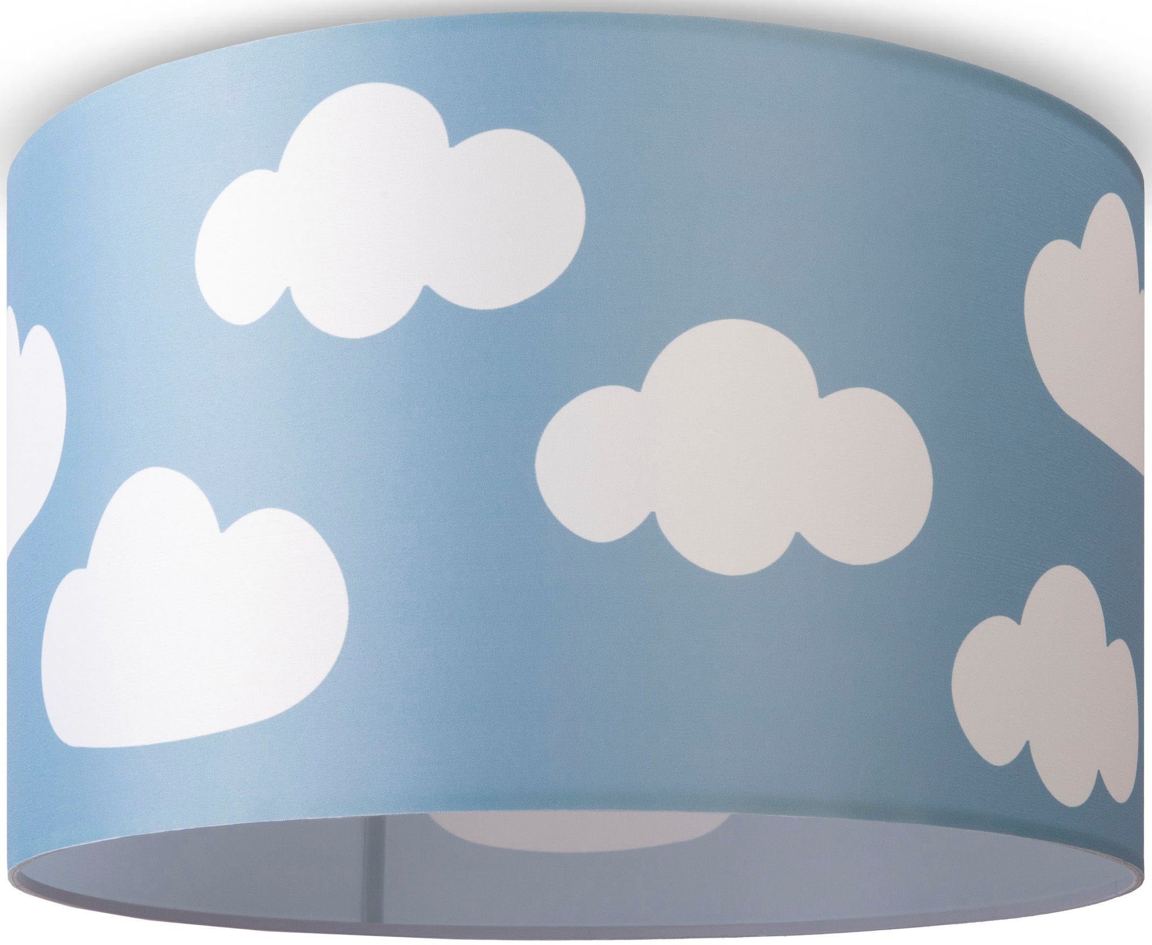 Paco Home Plafondlamp Hugo Cosmo Plafondlamp kinderkamer kinderlamp wolk stofscherm rond E27
