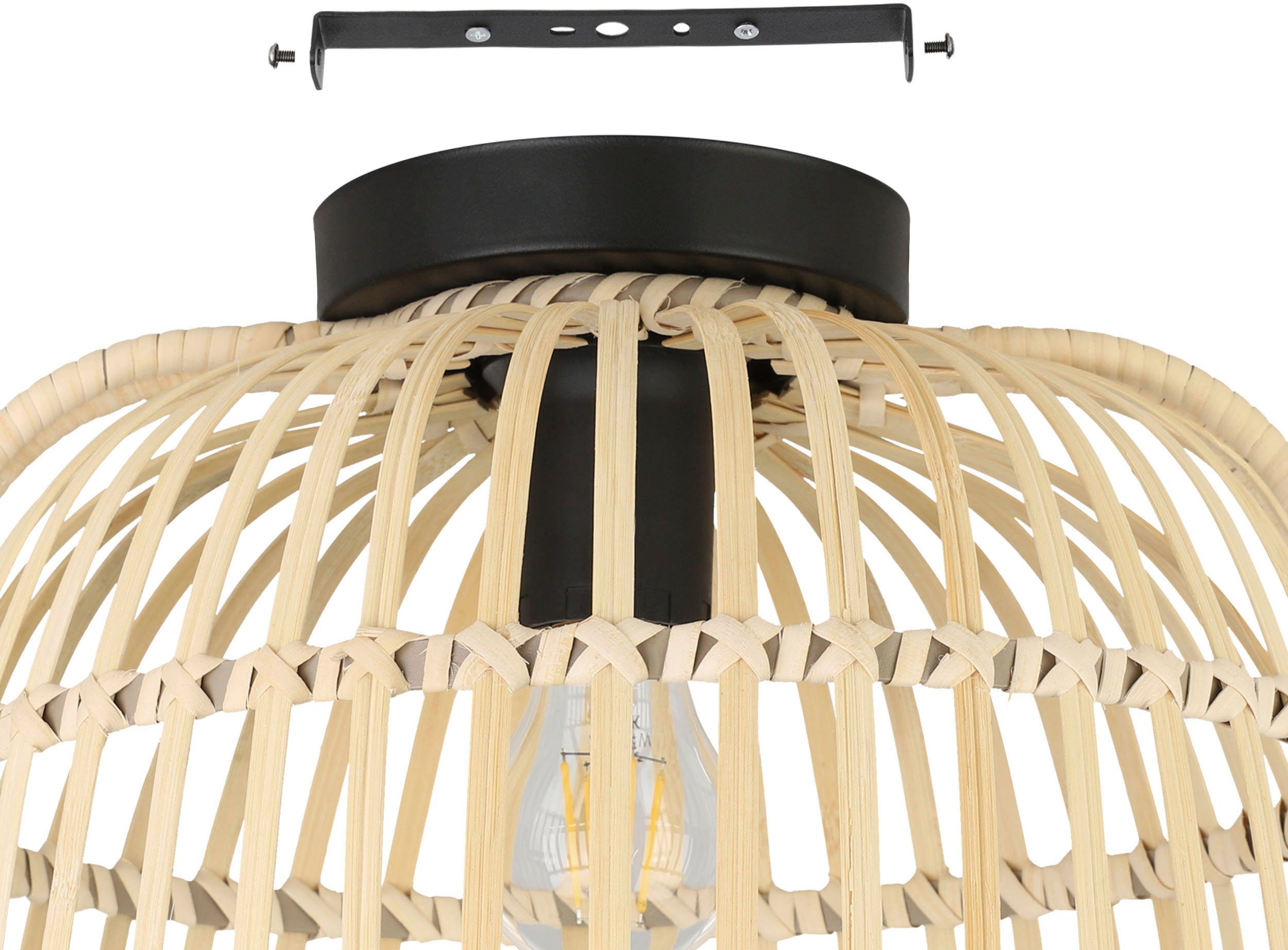 EGLO Plafondlamp GLYNEATH Plafondlamp in boho stijl, natuur woonkamerlamp, met E27 fitting (1 stuk)