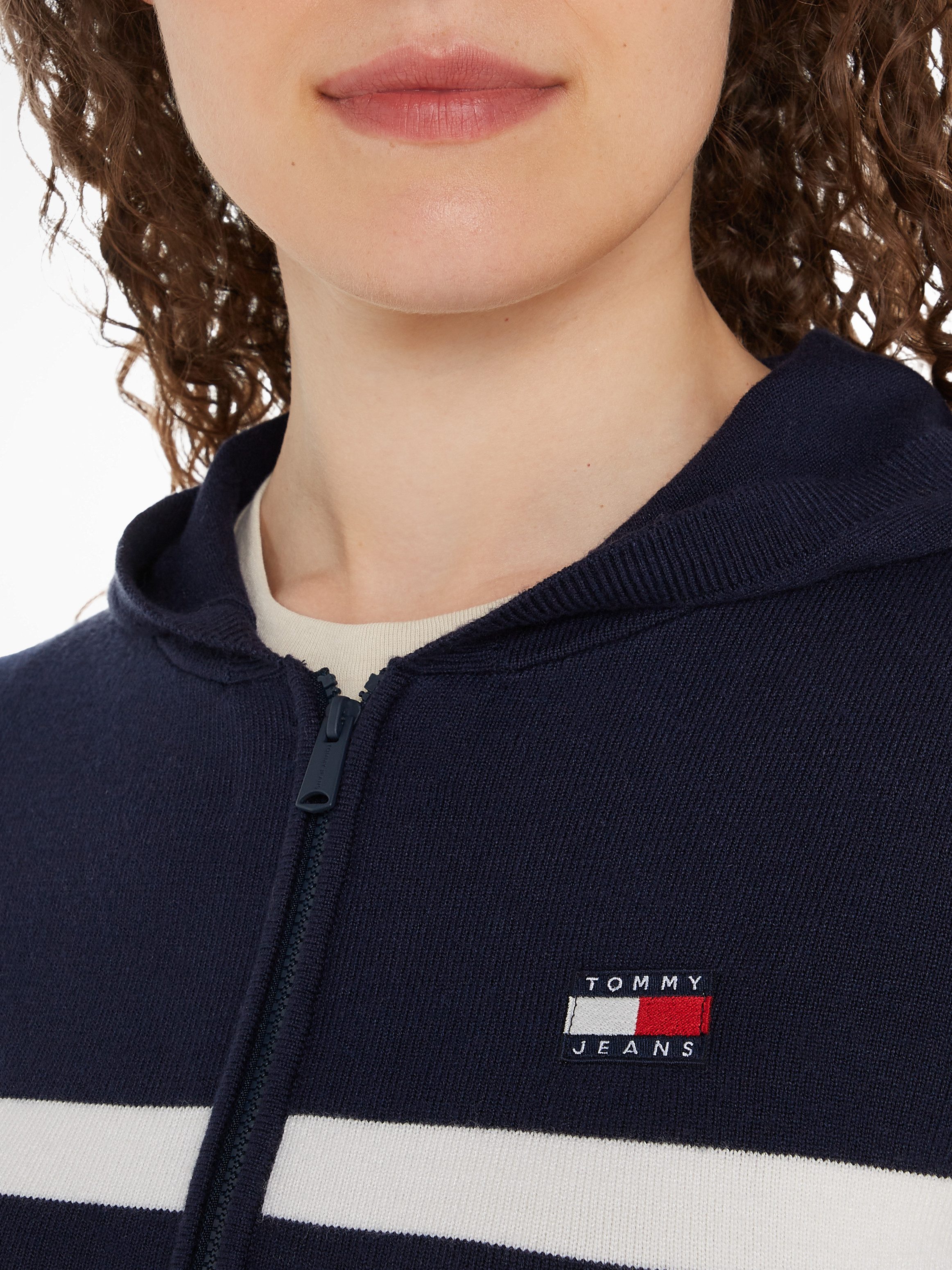 TOMMY JEANS Sweatvest TJW STRIPE ZIP THRU BADGE HOOD