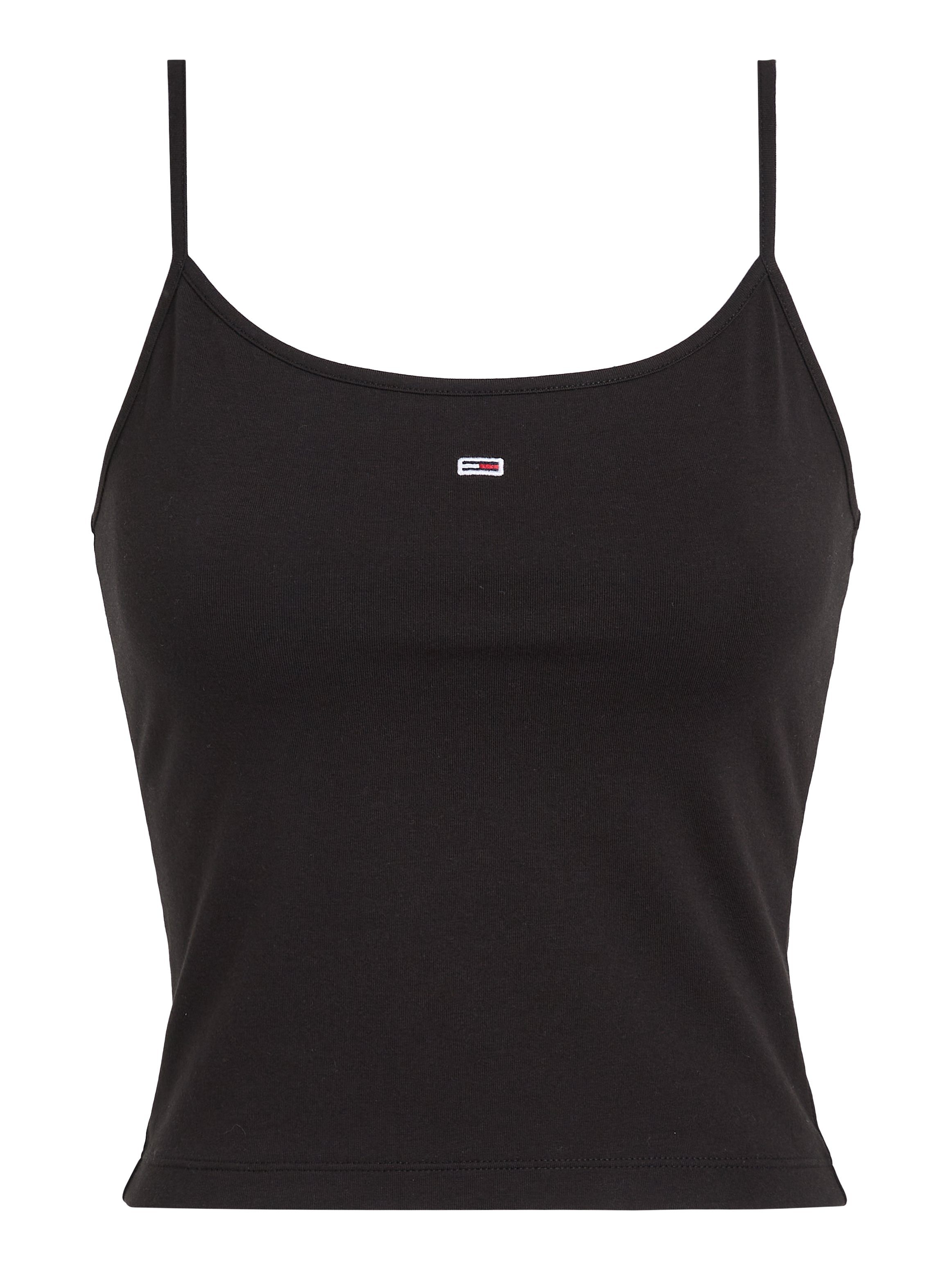 TOMMY JEANS Top met spaghettibandjes Crop Essential Strap Tank Top, kort met verstelbare spaghettibandjes merklogo