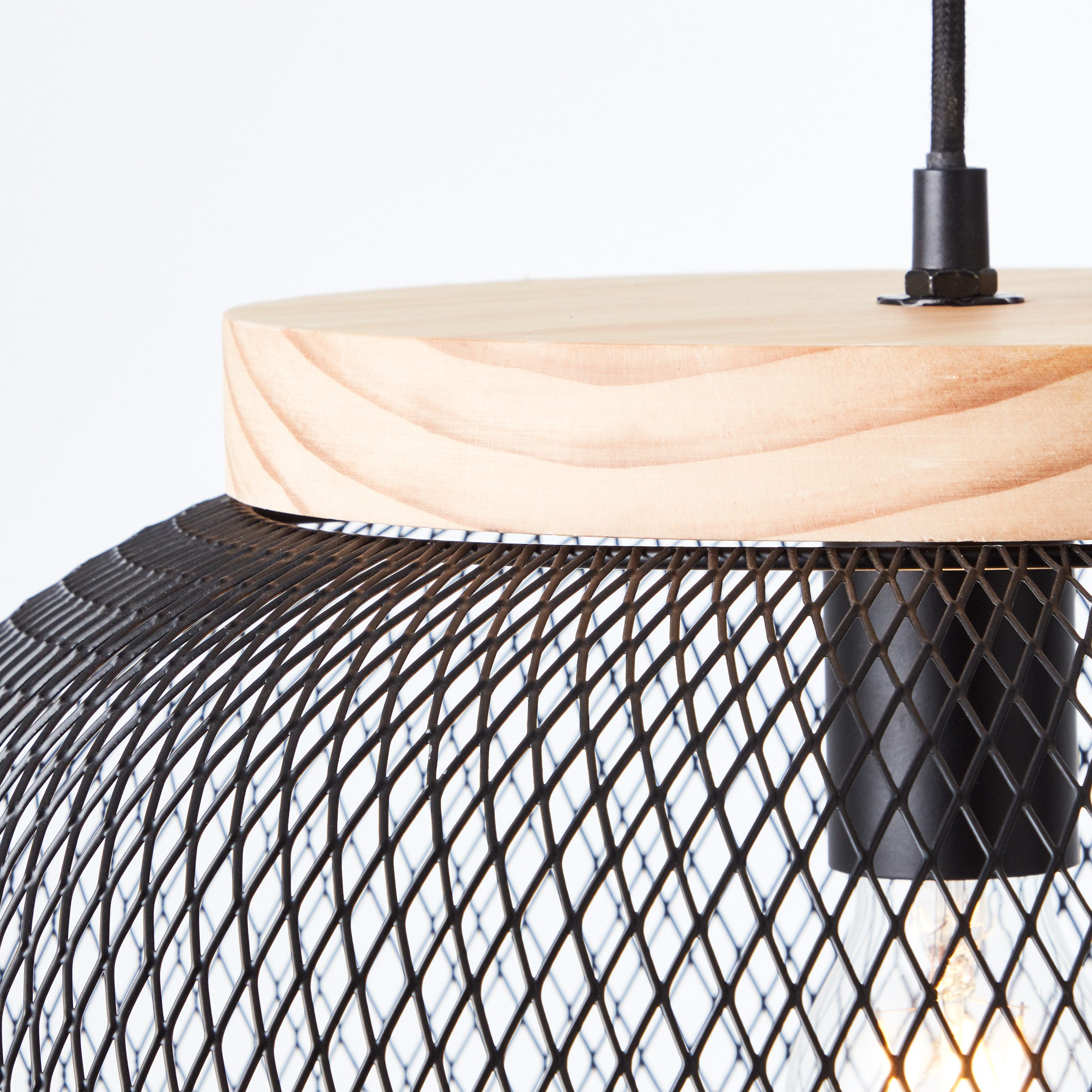 Brilliant Leuchten Hanglamp Giada Hanglamp, 40 cm, E27, inkortbaar, metaal/hout (1 stuk)