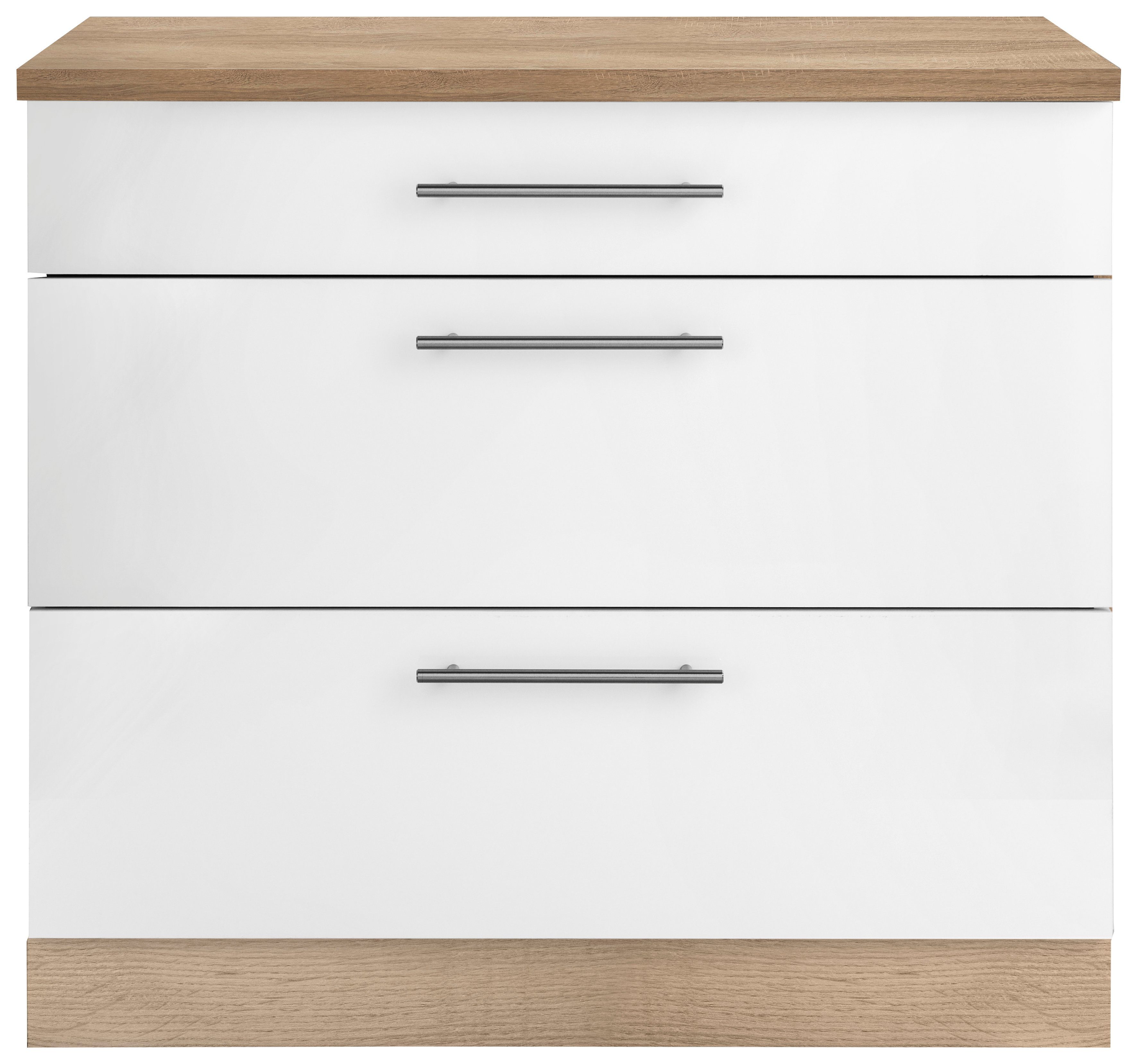 wiho Küchen Onderkast Cali 90 cm breed, met 2 grote laden onderkasten beige