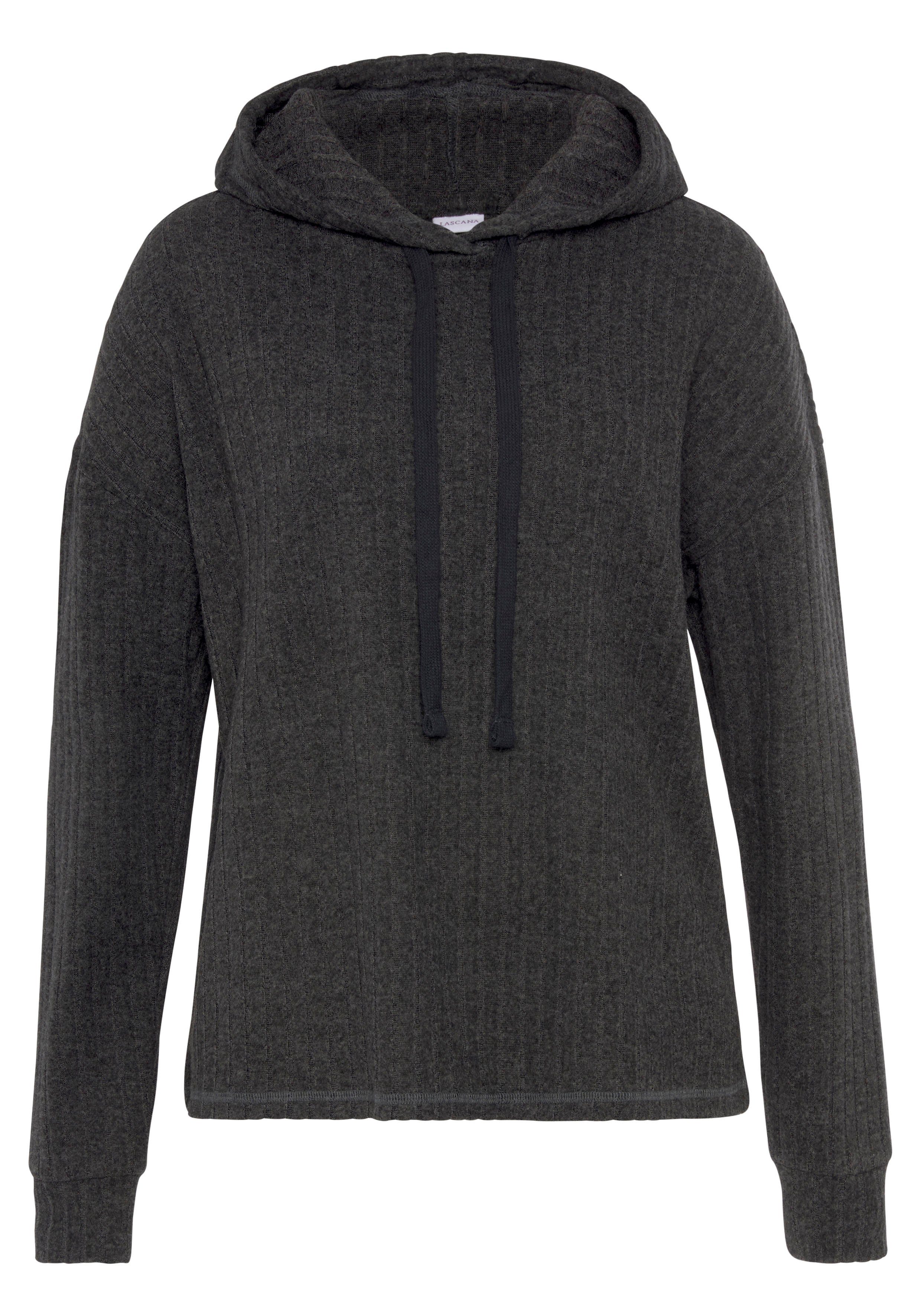 Lascana Hoodie Breipullover met capuchon en gemêleerd uiterlijk, loungewear