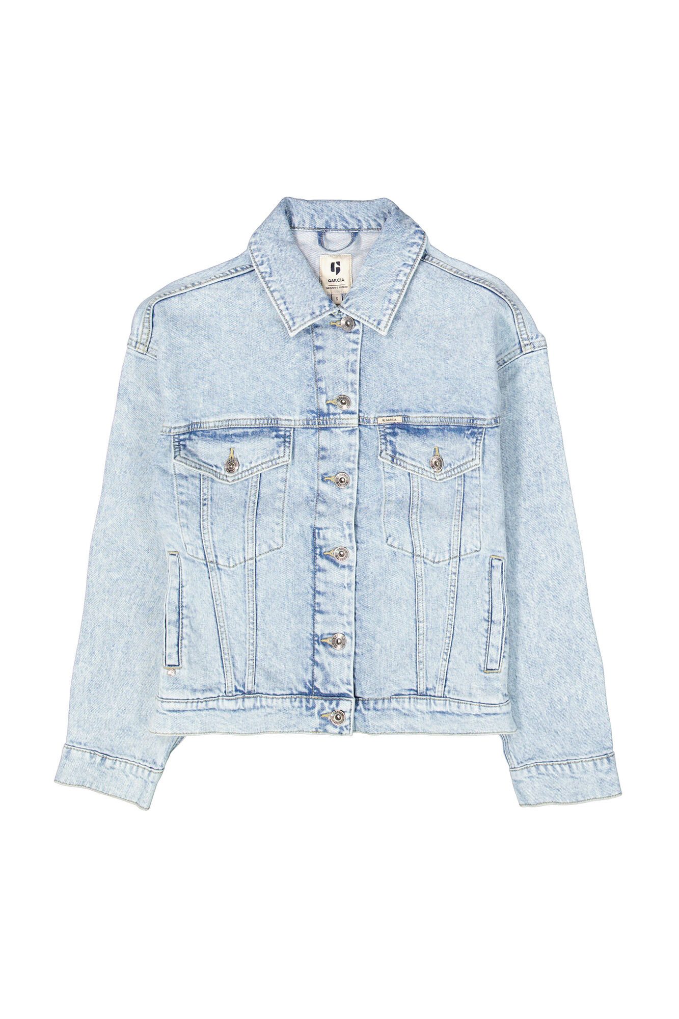 Garcia Jeansjack met stretch en knoopsluiting