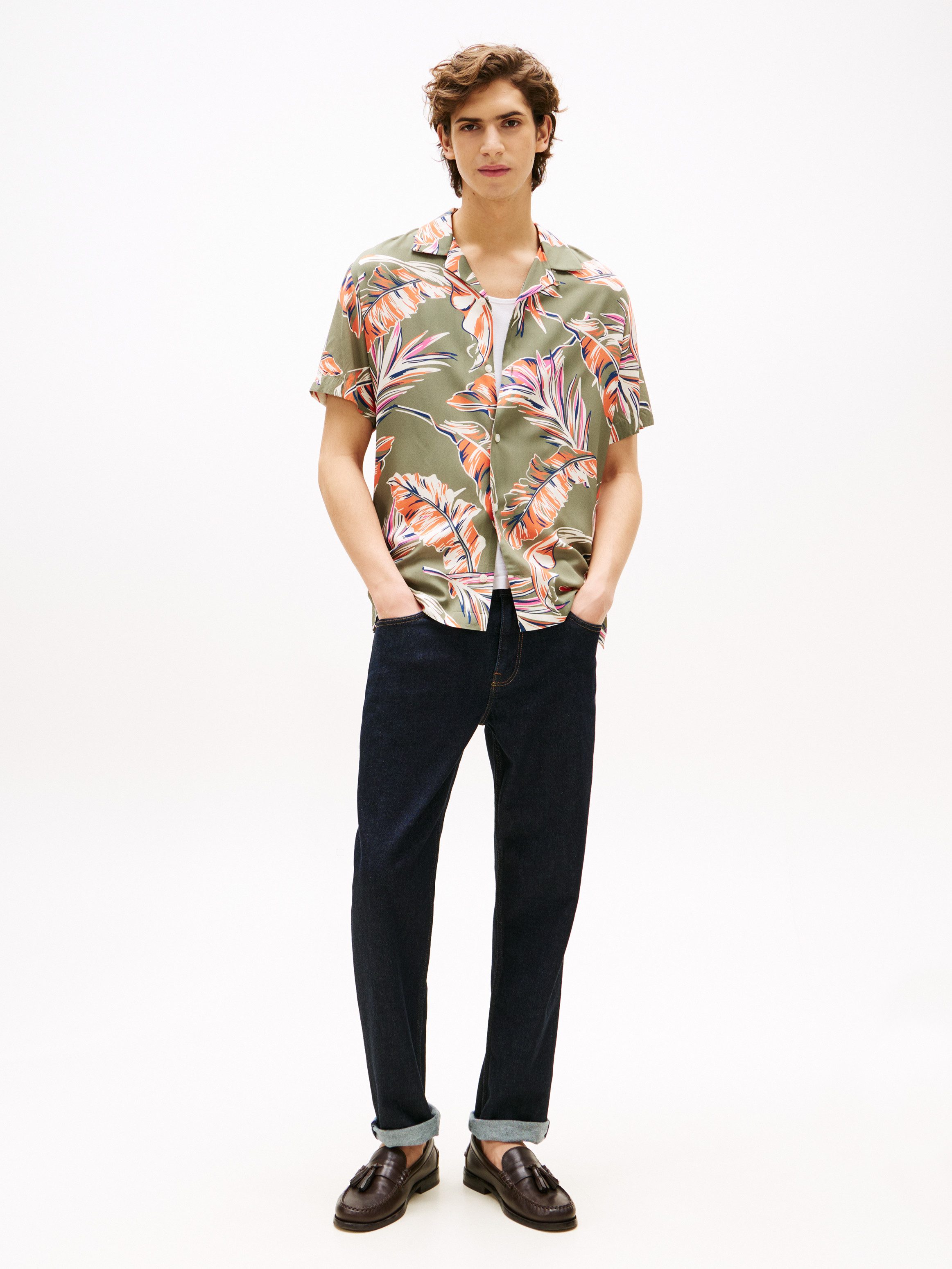 Tommy Hilfiger Overhemd met korte mouwen LIGHTWEIGHT LEAF AOP SS SHIRT