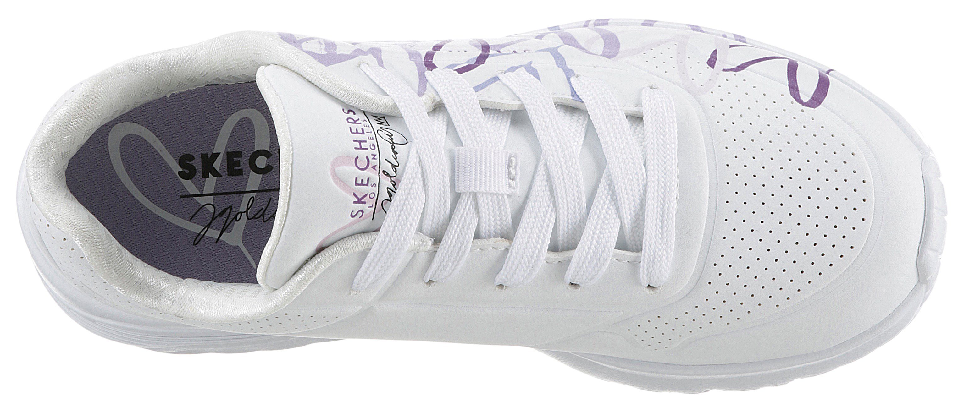 Skechers Sneakers UNO LITE - SPREAD THE WORLD veterschoen met schattige hartjesprint, maat sjabloon om te downloaden