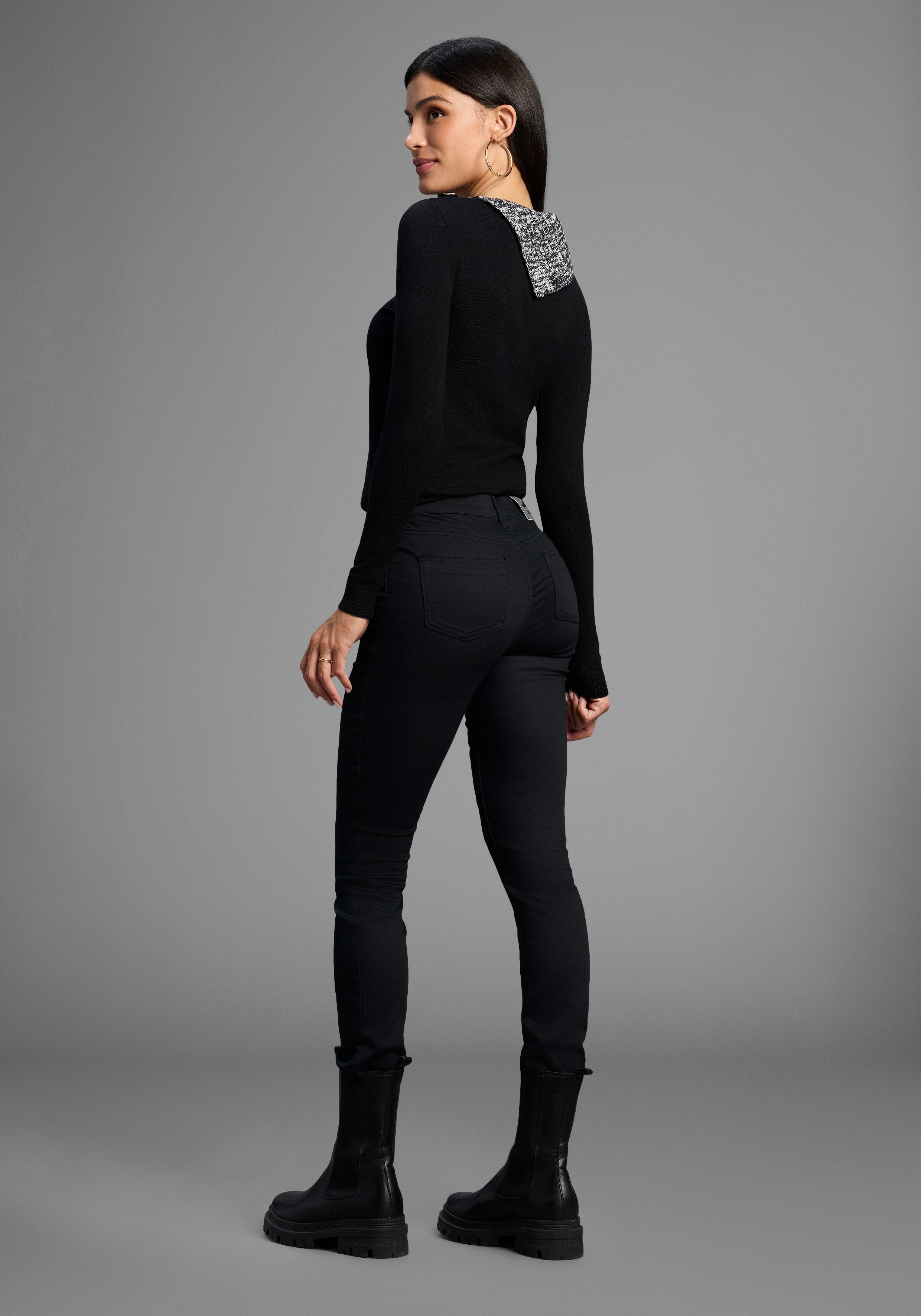 Arizona Slim fit jeans Shaping strakke pasvorm, skinny jeans, used-look-wassing, hoge taille