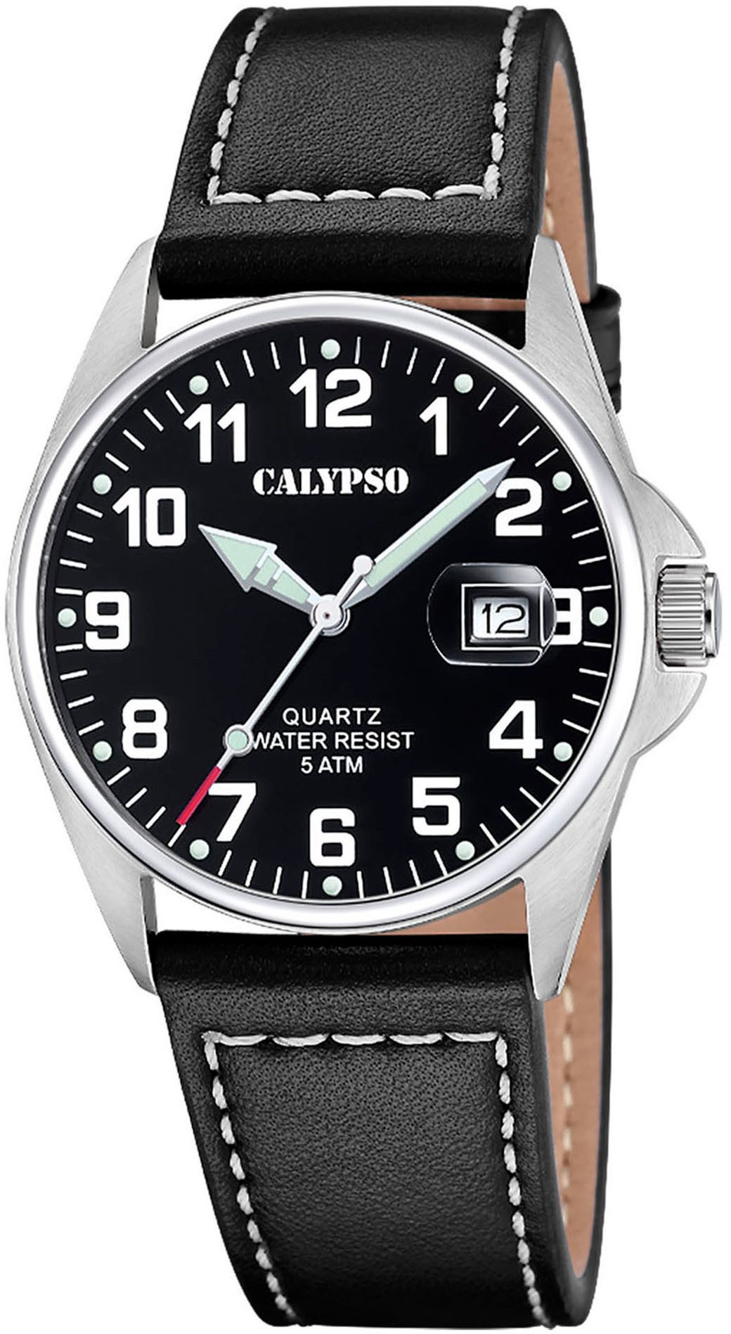 CALYPSO WATCHES Kwartshorloge Basic Horloge, herenhorloge, leren band, analoog, dag