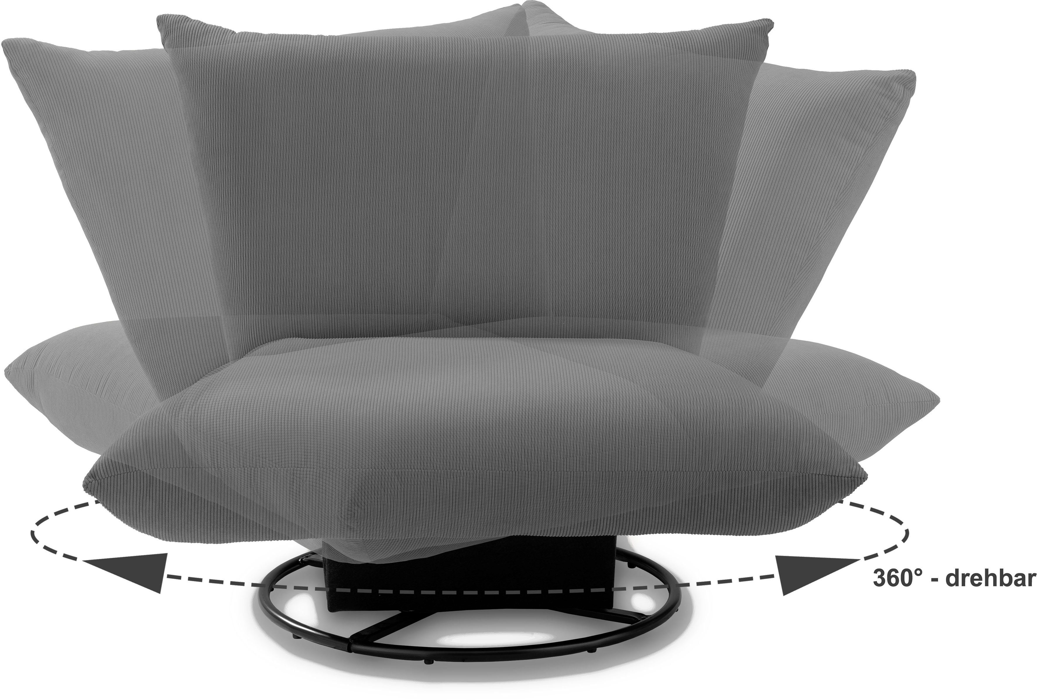 INOSIGN Draaibare fauteuil Cremona 360° draaibaar met metalen voet