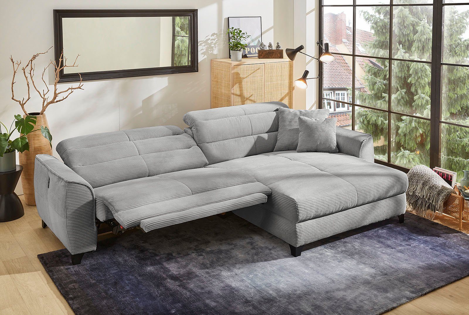 Jockenhöfer Gruppe Hoekbank Double One L-vorm met 2 x 120 cm brede, elektrisch verstelbare relaxfuncties