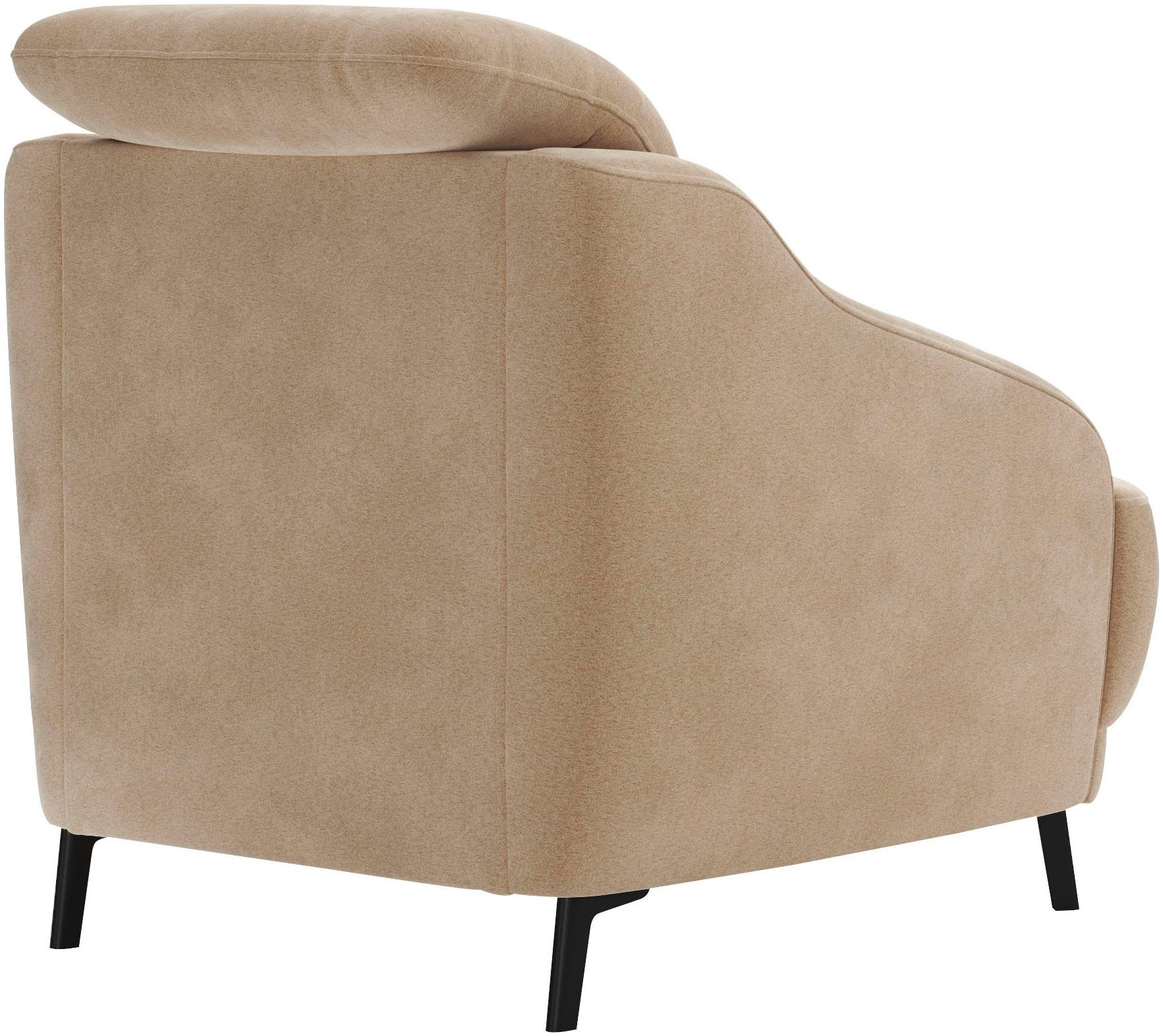sit&more Fauteuil Blues met metalen poten, matzwart (1 stuk)