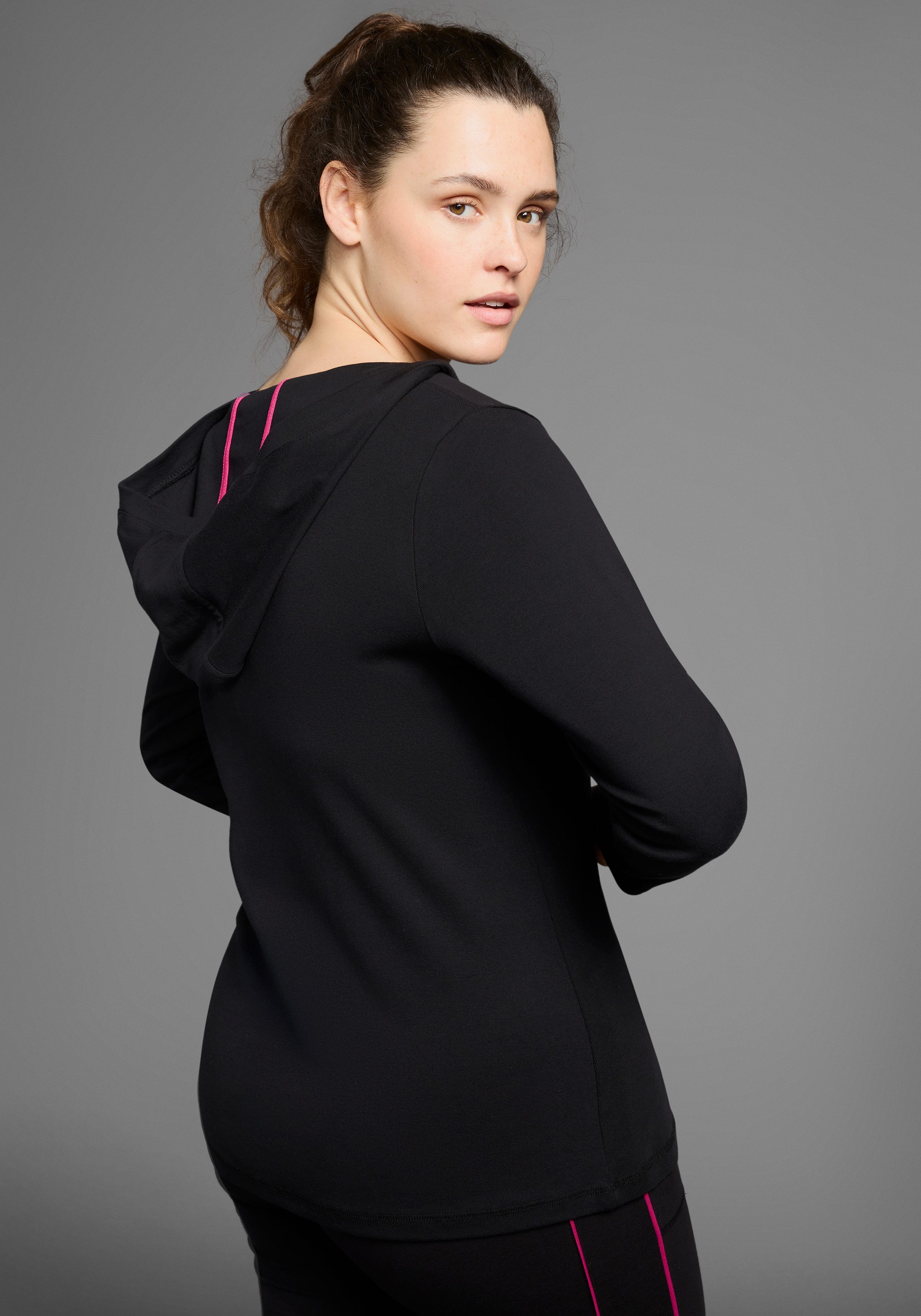 KangaROOS Capuchonshirt Lange mouwen, heupbedekkend, V-hals, van 100% katoen
