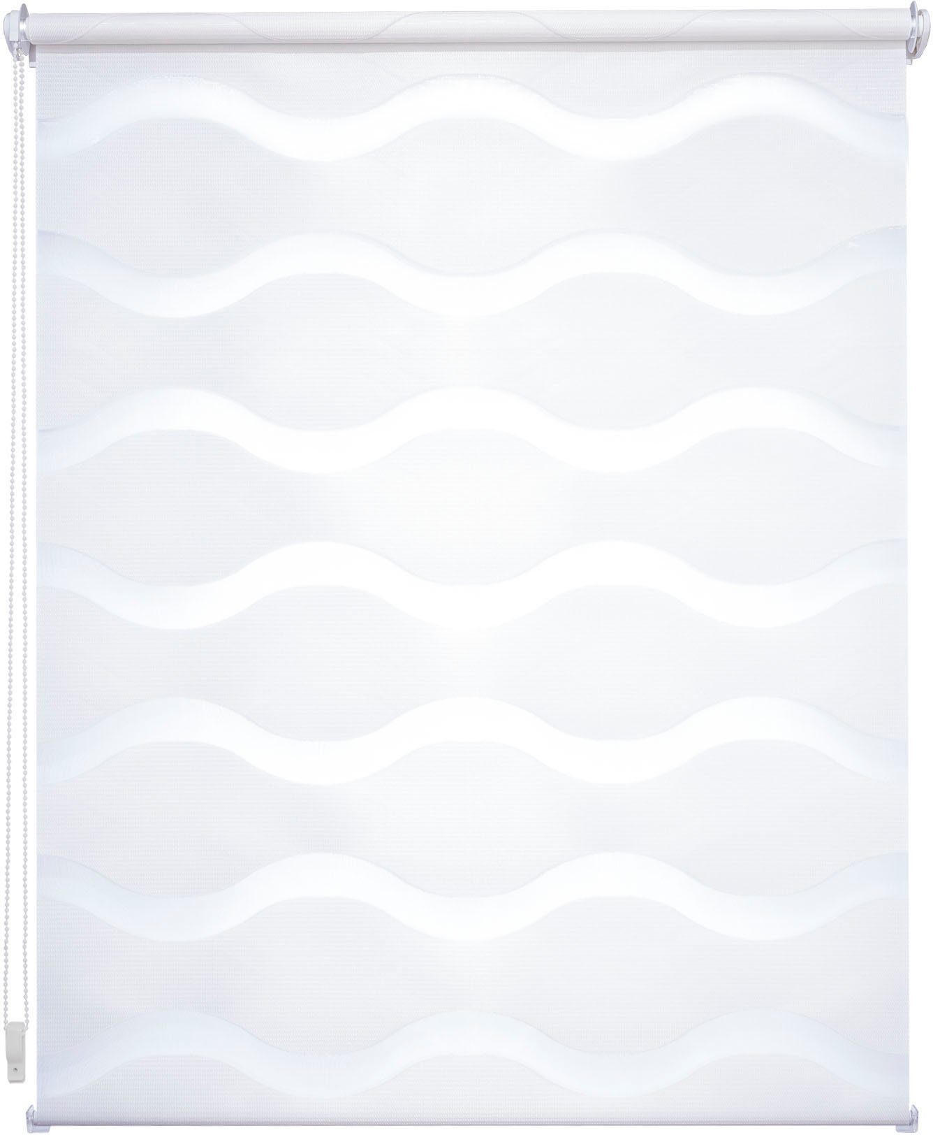 Liedeco Duo-rolgordijn WAVE Klemmfix-duo-rolgordijn, dubbel rolgordijn "Wave" (1 stuk) rolgordijnen maat H/B: 150/50 cm wit