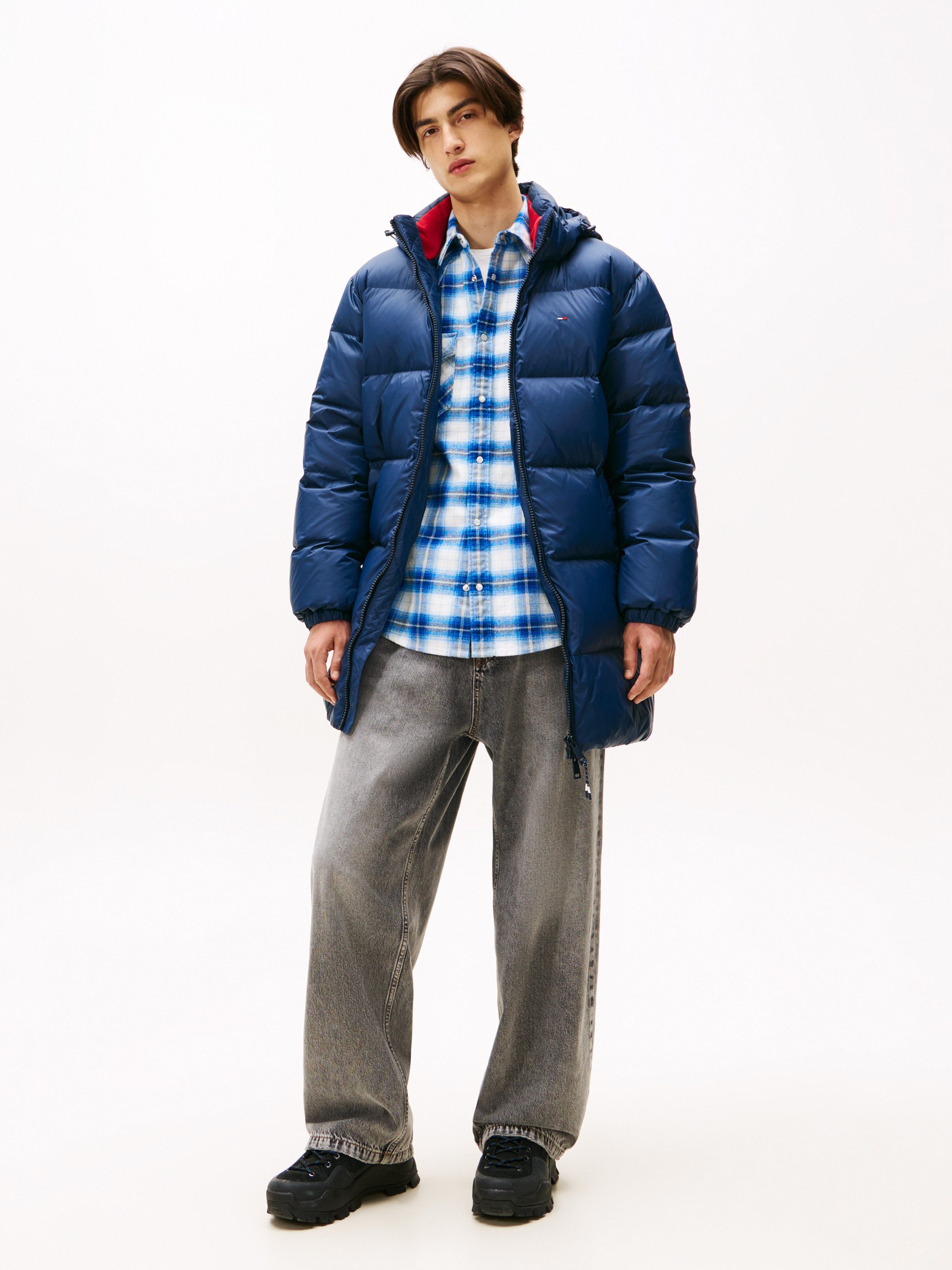 TOMMY JEANS Gewatteerde jas TJM ESSENTIAL DOWN PARKA Donzen jas, overgangsjas met capuchon
