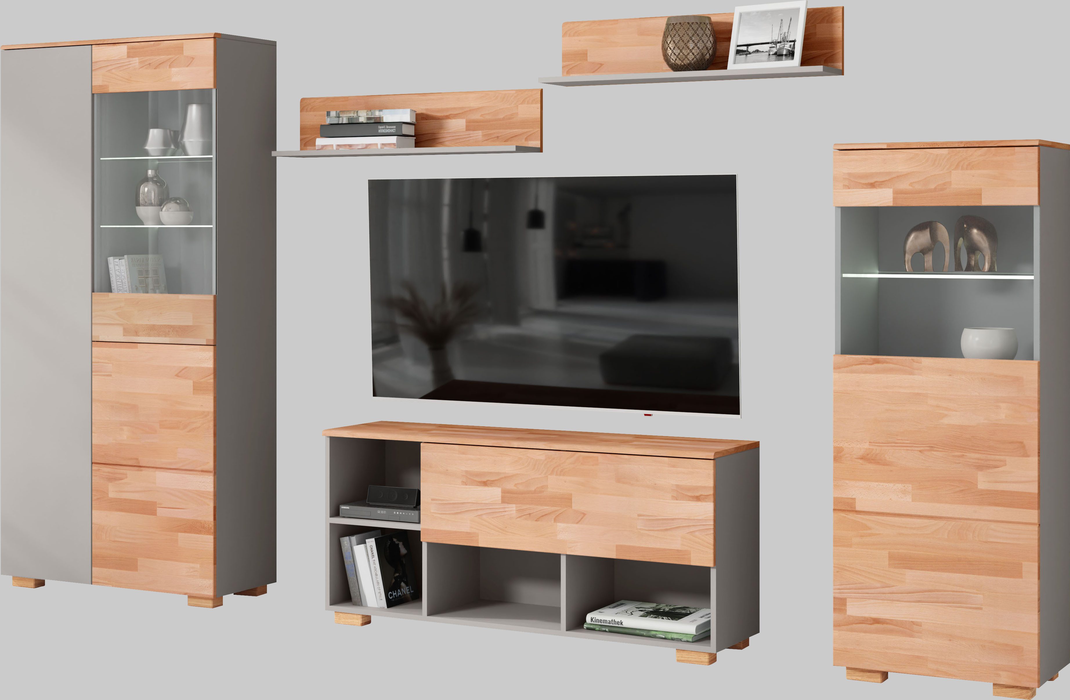 Home affaire Wandmeubel mooie moderne look (5-delig) tv-wandmeubels