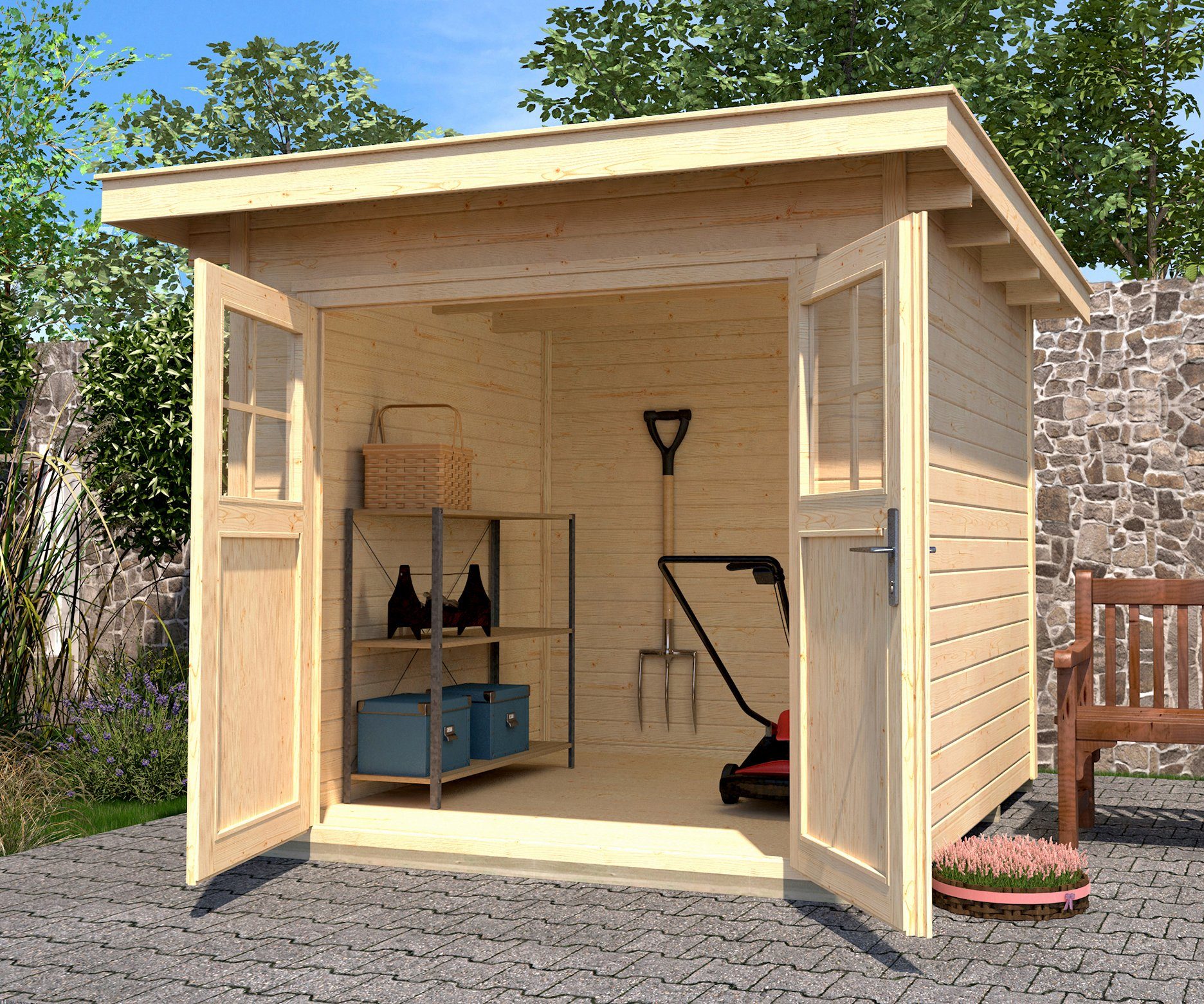 weka Tuinhuisje 179 Maat 4 houten tuinhuisjes beige