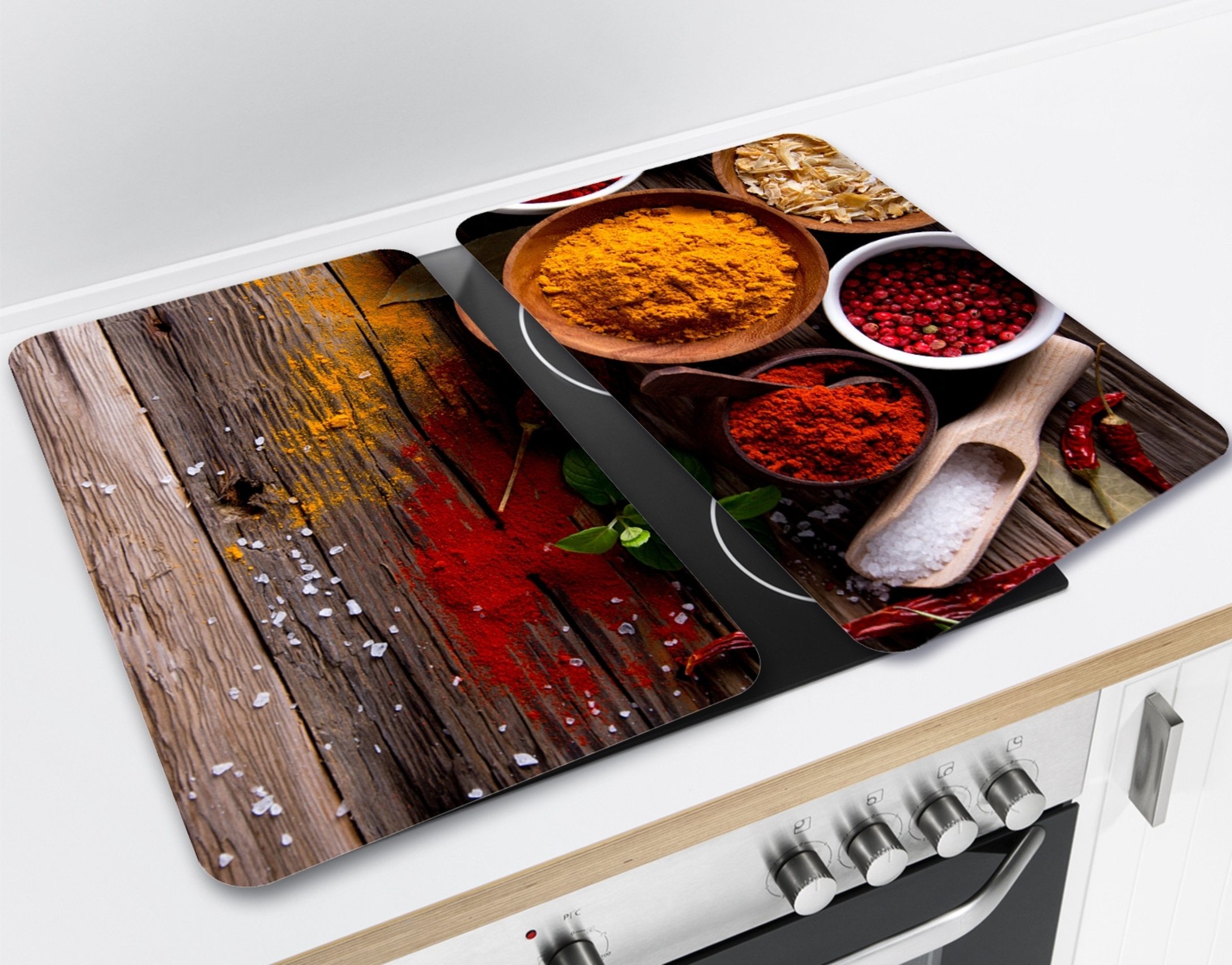 WENKO Kookplaatdeksel Universeel model Specerijen antislip speciale pootjes, afm. per blad: 30 x 52 cm (set, 2-delig)
