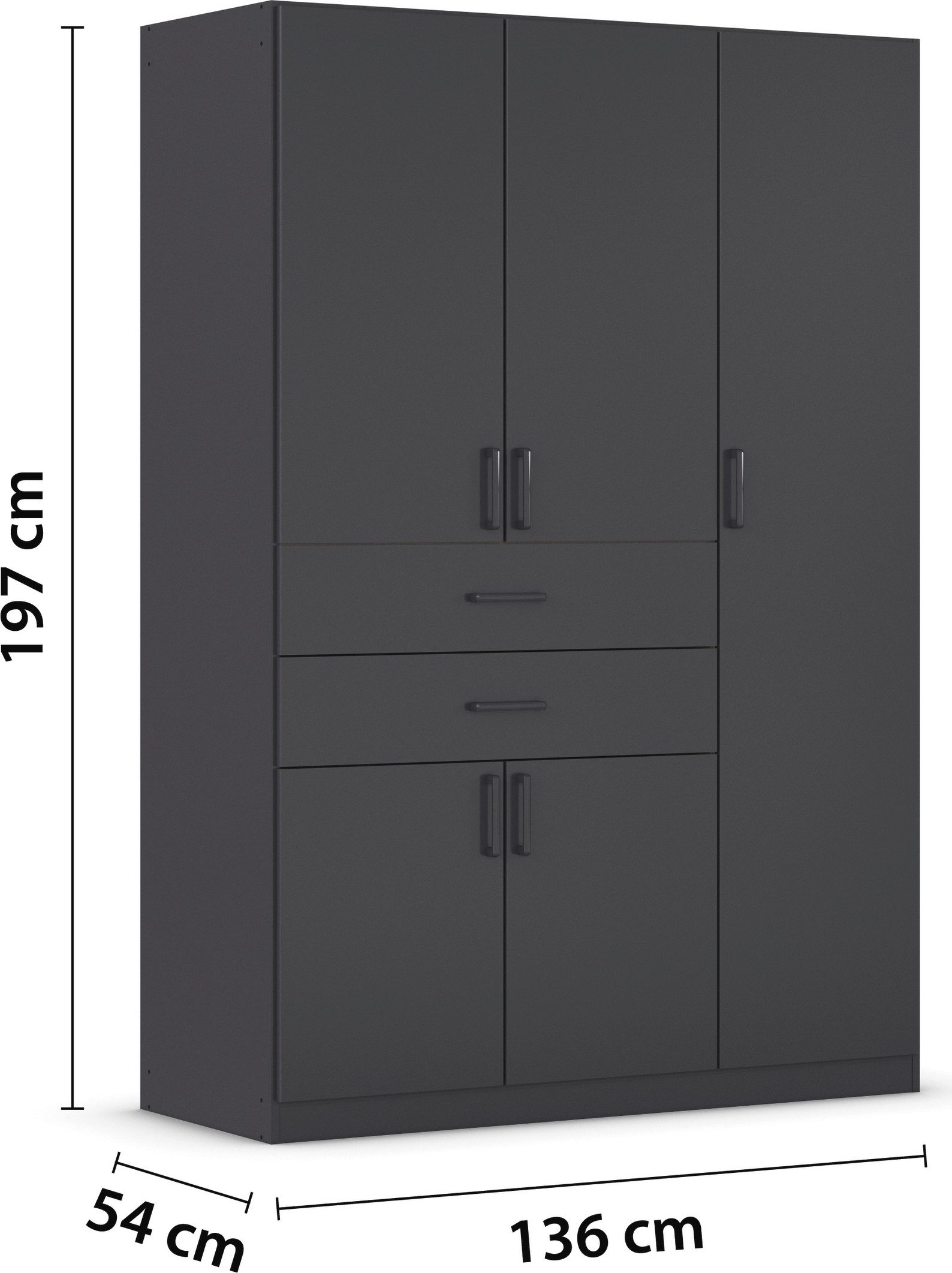 rauch Draaideurkast Kledingkast kast garderobe MAIKA met decor-front 2 lades, in verschillende breedtes, hoogtes, kleuren, made in germany