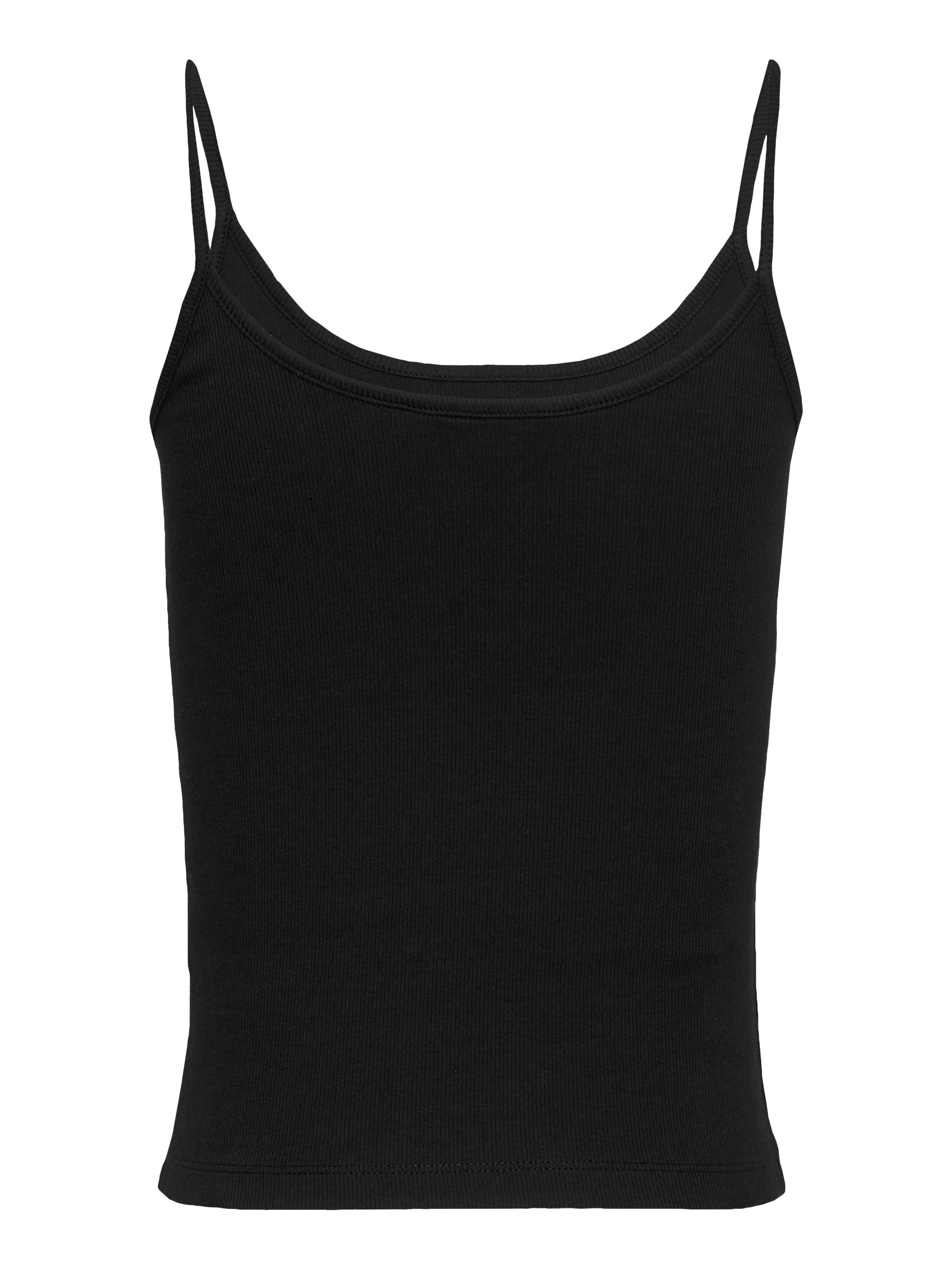 TOMMY JEANS Top met spaghettibandjes TJW SCRIPT STRAPPY TOP in riblook, met logo-opdruk
