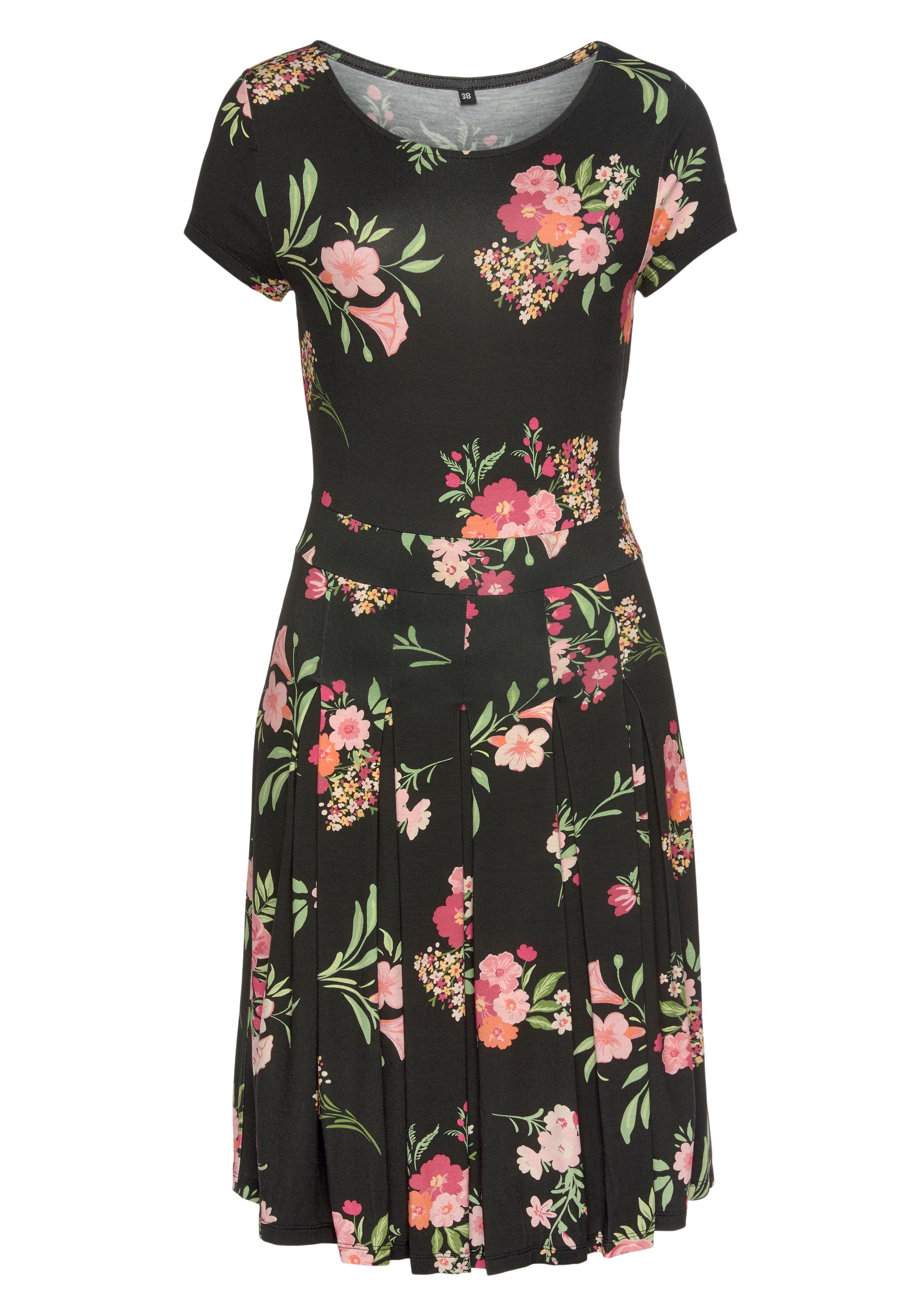Vivance Gedessineerde jurk met bloemenmotief, t-shirtjurk, zomerjurk