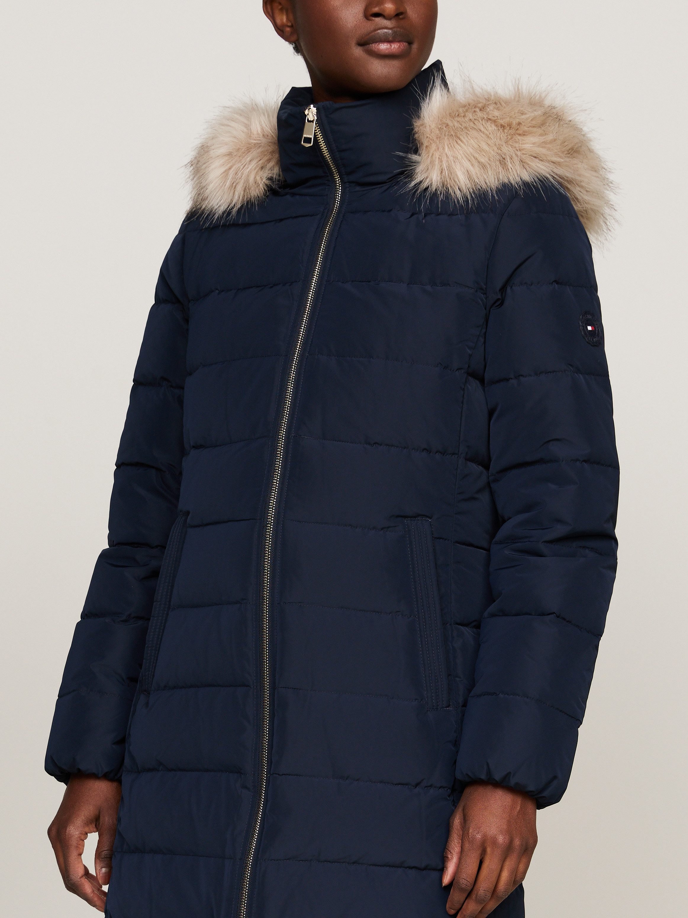 Tommy Hilfiger Gewatteerde jas HERITAGE DOWN TYRA MAXI WITH FUR