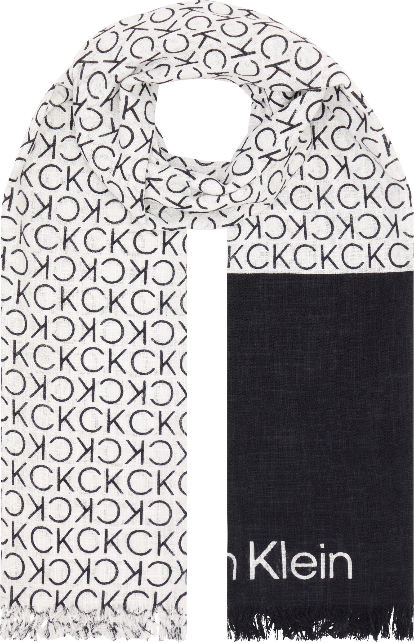 Calvin Klein Sjaal MONOGRAM COTTON GAUZE STOLE dames sjaals zwart