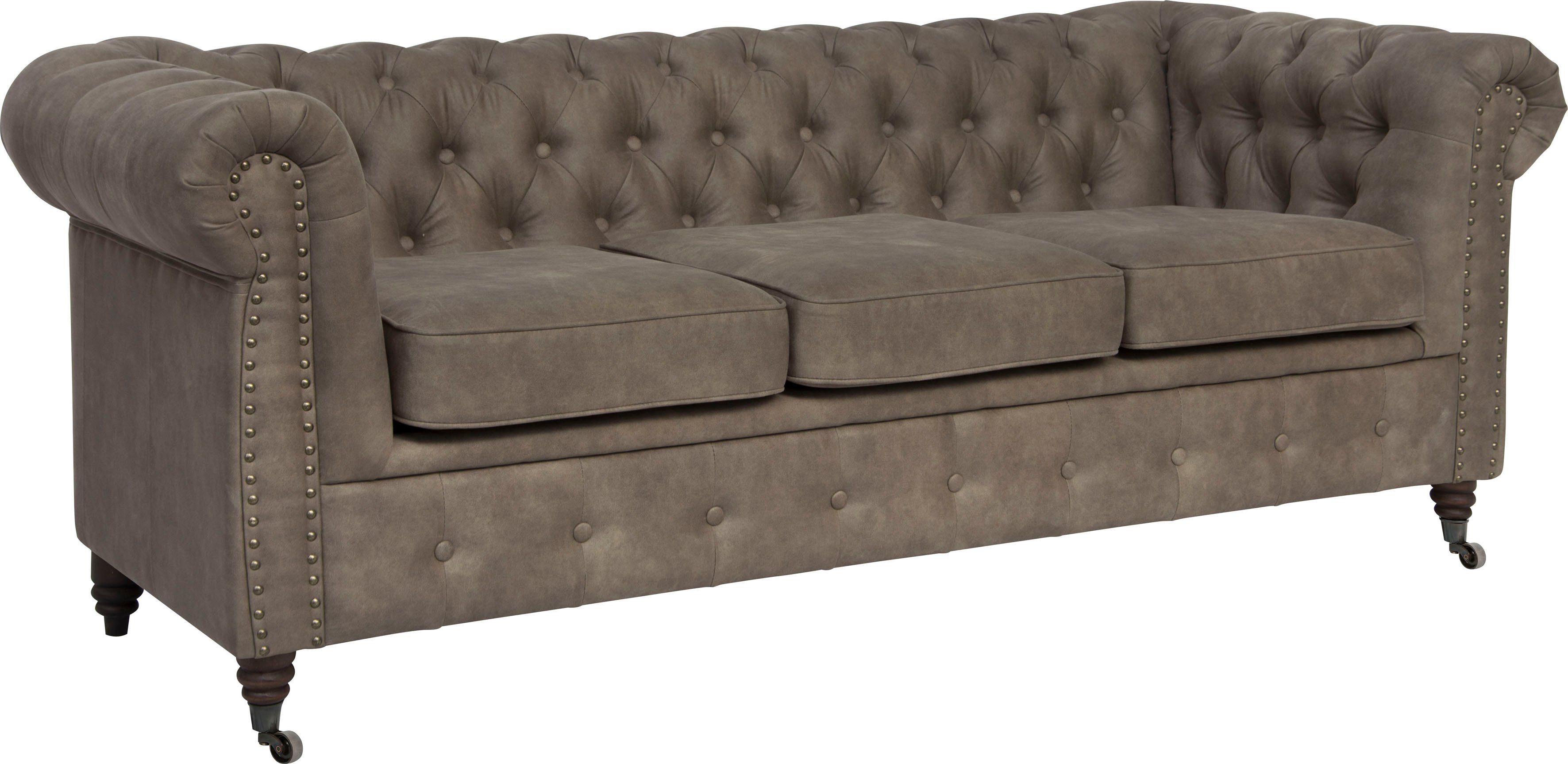 Home affaire Chesterfield-bank Aarburg luxueuze capitonnage en siernagels in chesterfield-design