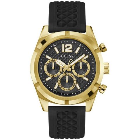 Weerstand Multifunctioneel Zwart Goud Horloge Guess , Multicolor , Heren