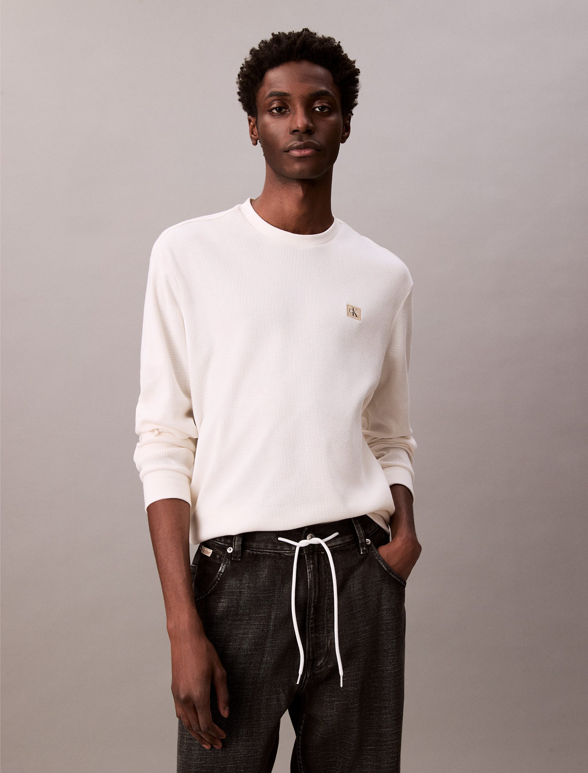 Calvin Klein Shirt met lange mouwen LS WAFFLE BADGE CREWNK TEE