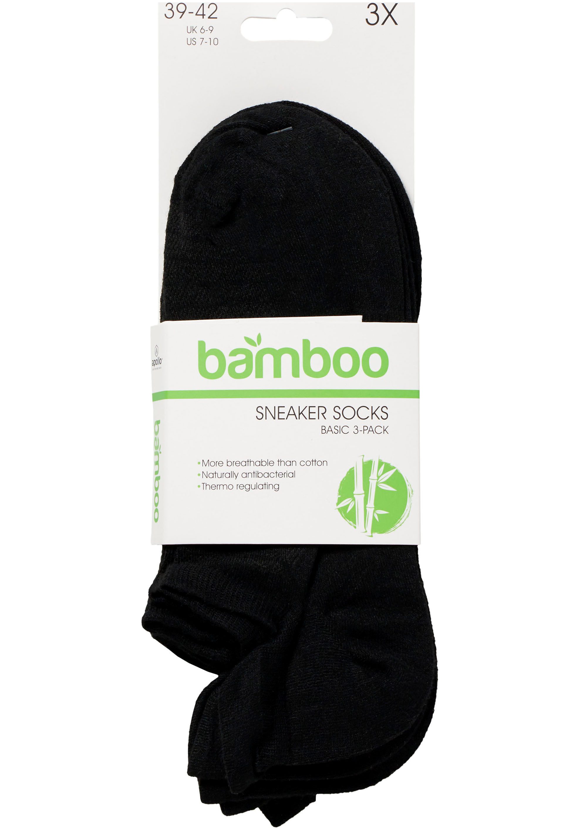 Apollo Enkelsokken Sneakersokken met hiellus bamboe comfort en perfecte pasvorm (6 paar Set van 6)