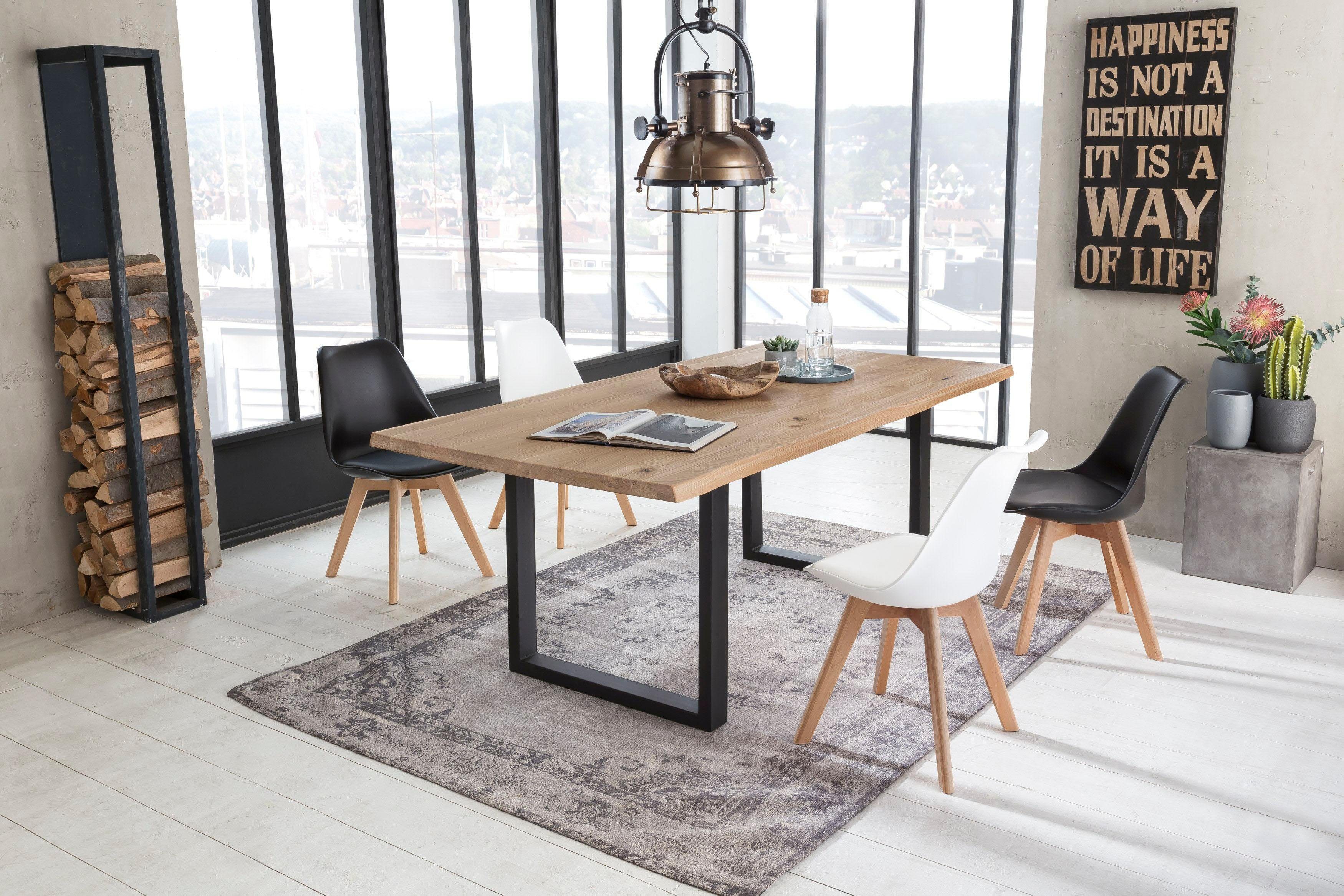 SIT Eettafel Tops&Tables met tafelblad van wildeiken, met boomstamrand, vintage